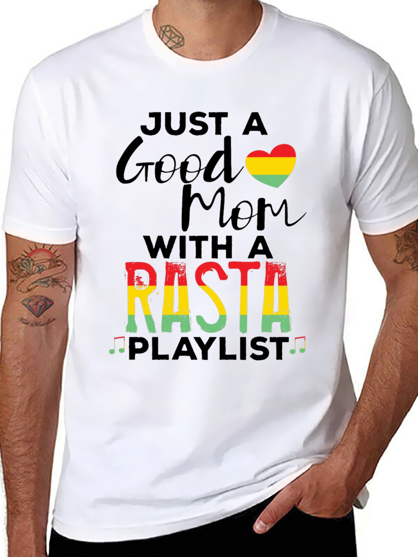 Rasta Mom Playlist Graphic T-Shirt