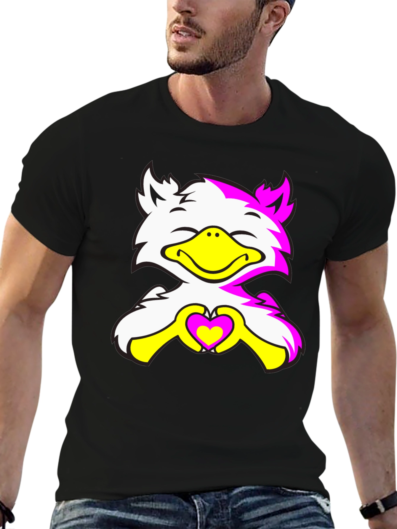 Cute Cartoon Bird with Heart Graphic Tee