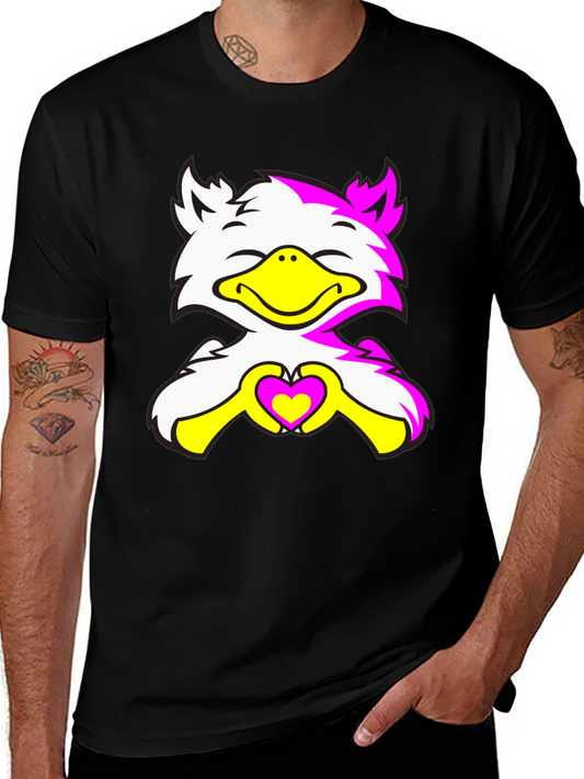 Cute Cartoon Bird with Heart Graphic Tee