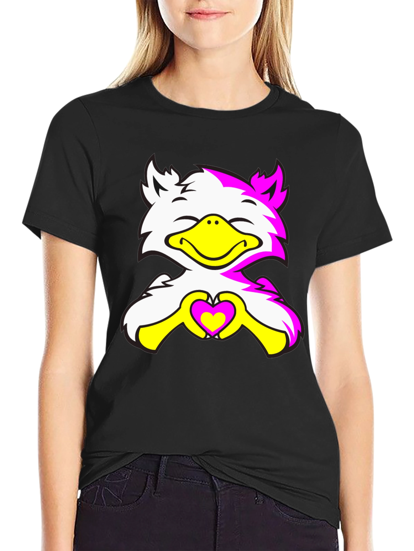 Cute Cartoon Bird with Heart Graphic Tee
