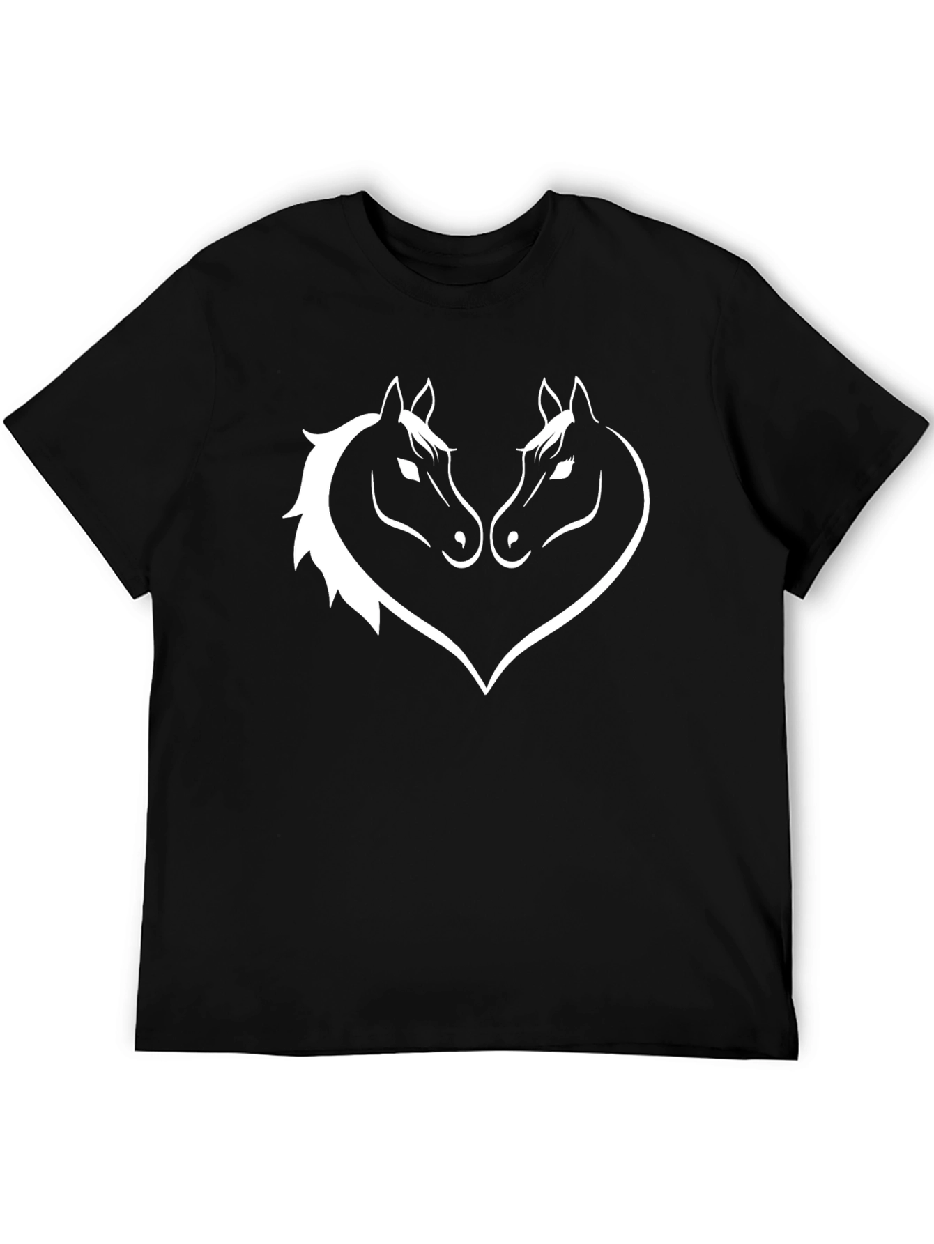 Horse Head Heart Graphic Tee - Black