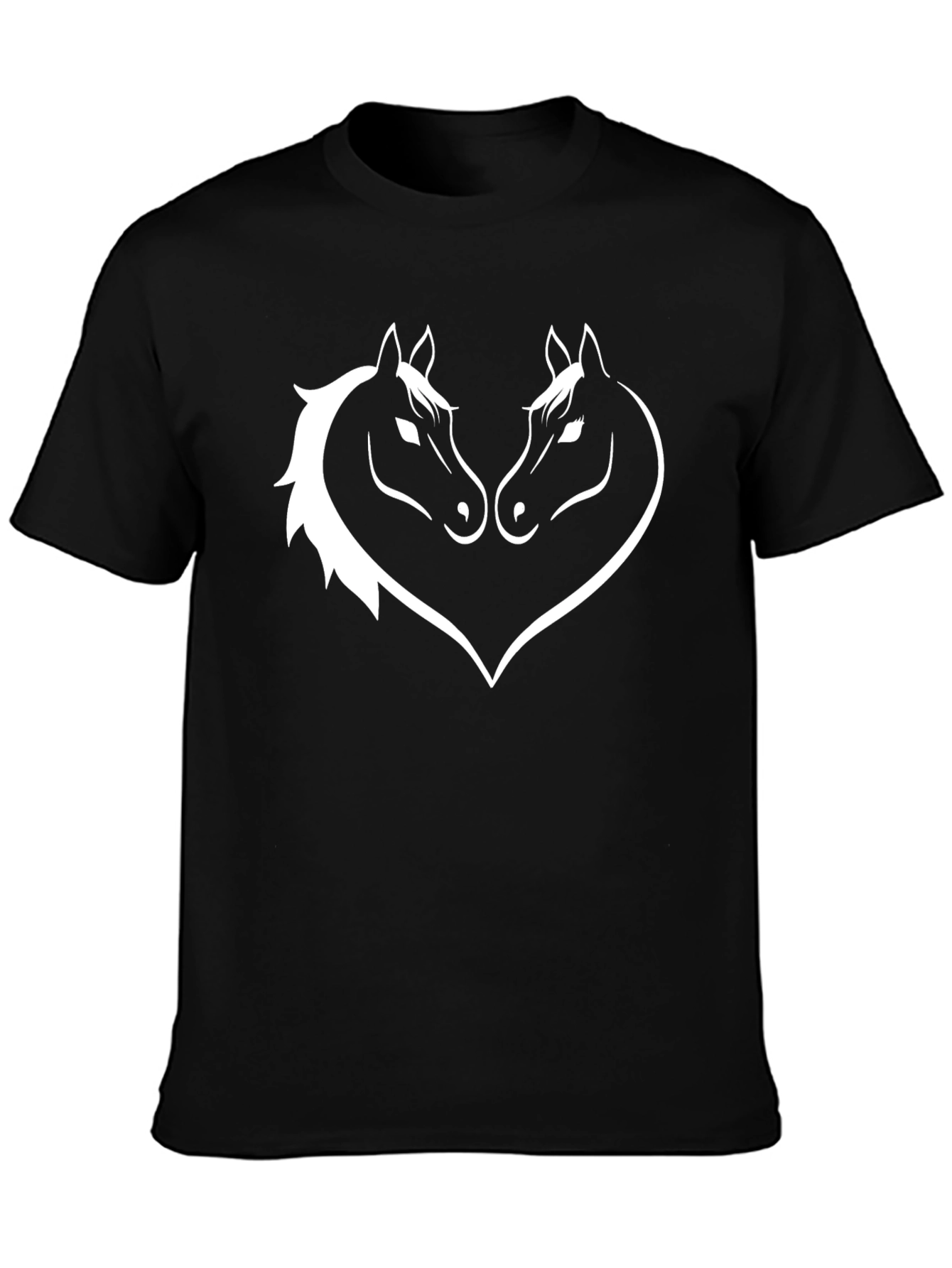 Horse Head Heart Graphic Tee - Black