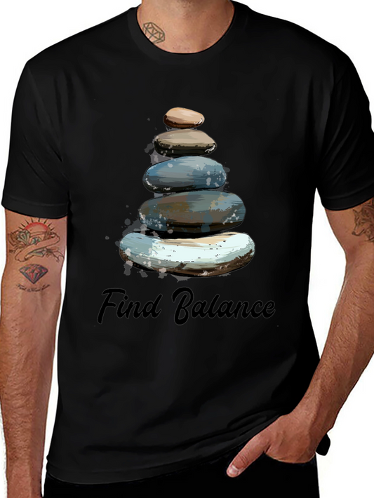 Find Balance Stone Stack Mens T-Shirt