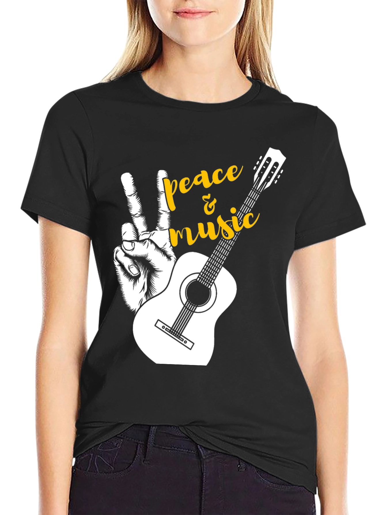 Peace and Music Guitar T-Shirt
