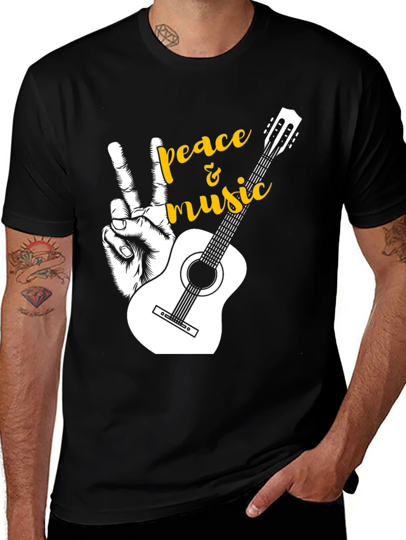 Peace and Music Guitar T-Shirt