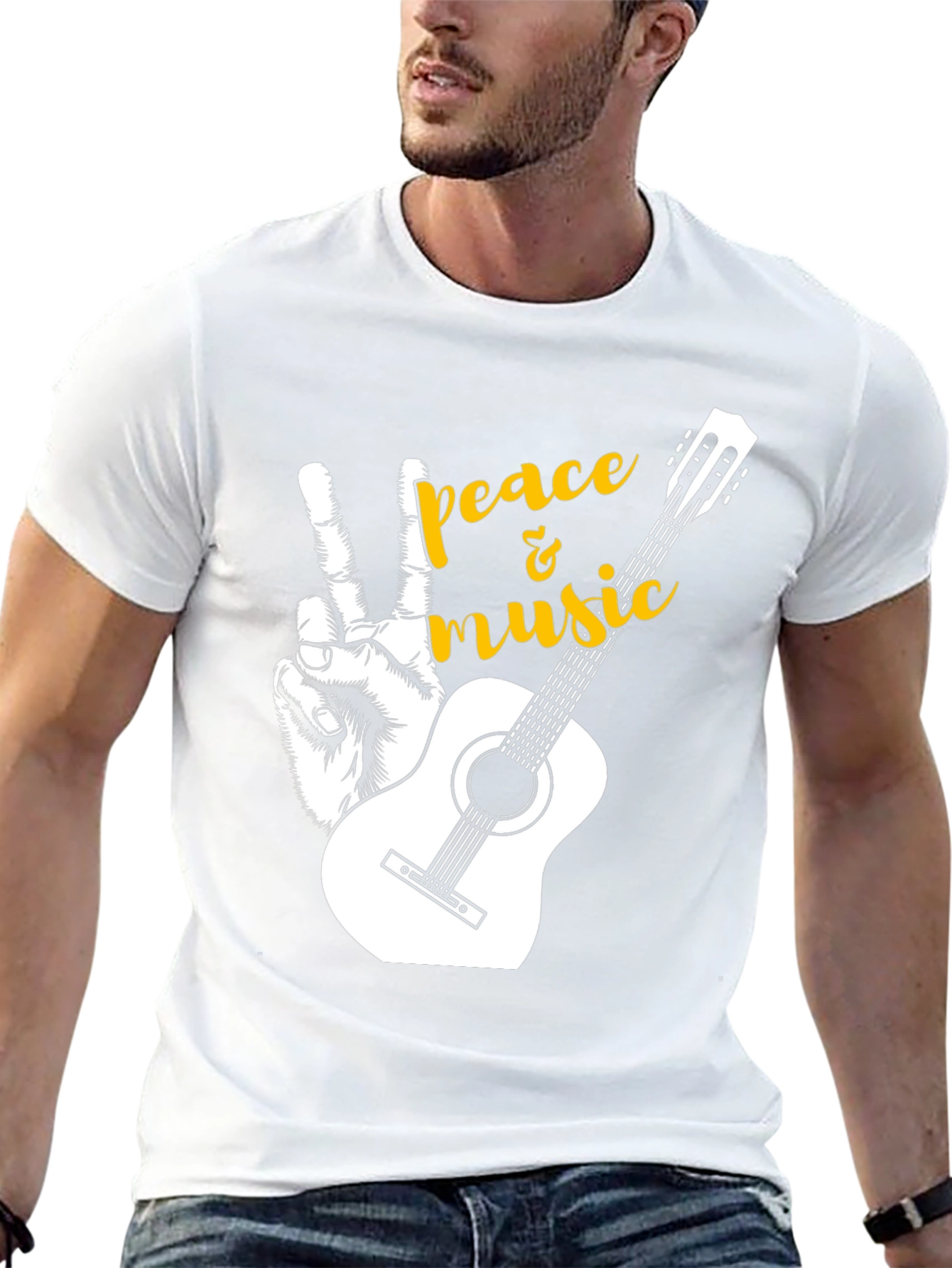 Peace and Music Guitar T-Shirt