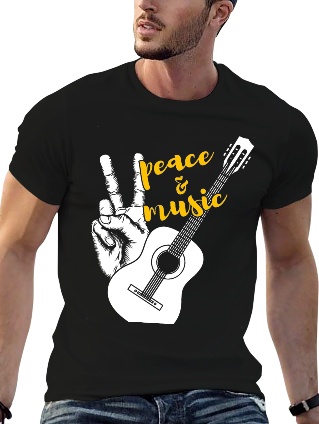 Peace and Music Guitar T-Shirt