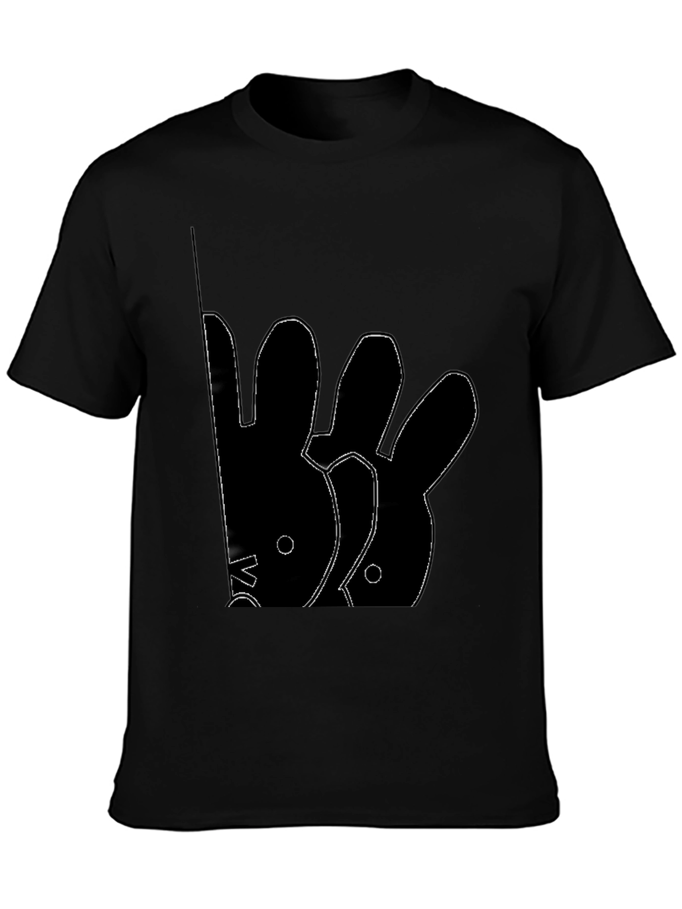 Abstract Rabbit Graphic Black T-Shirt
