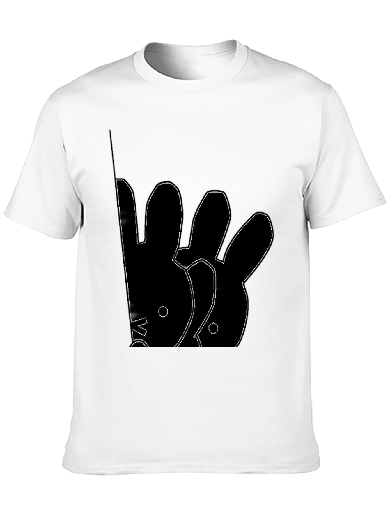Abstract Rabbit Graphic Black T-Shirt
