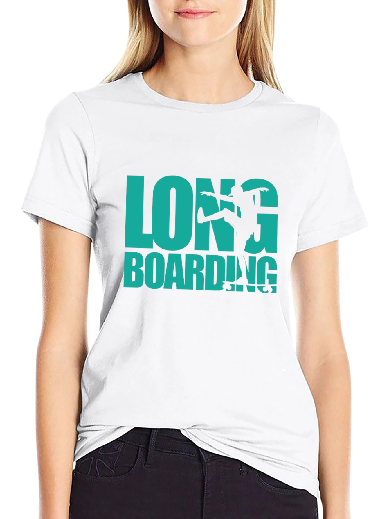 Longboarding Graphic Print Black T-Shirt