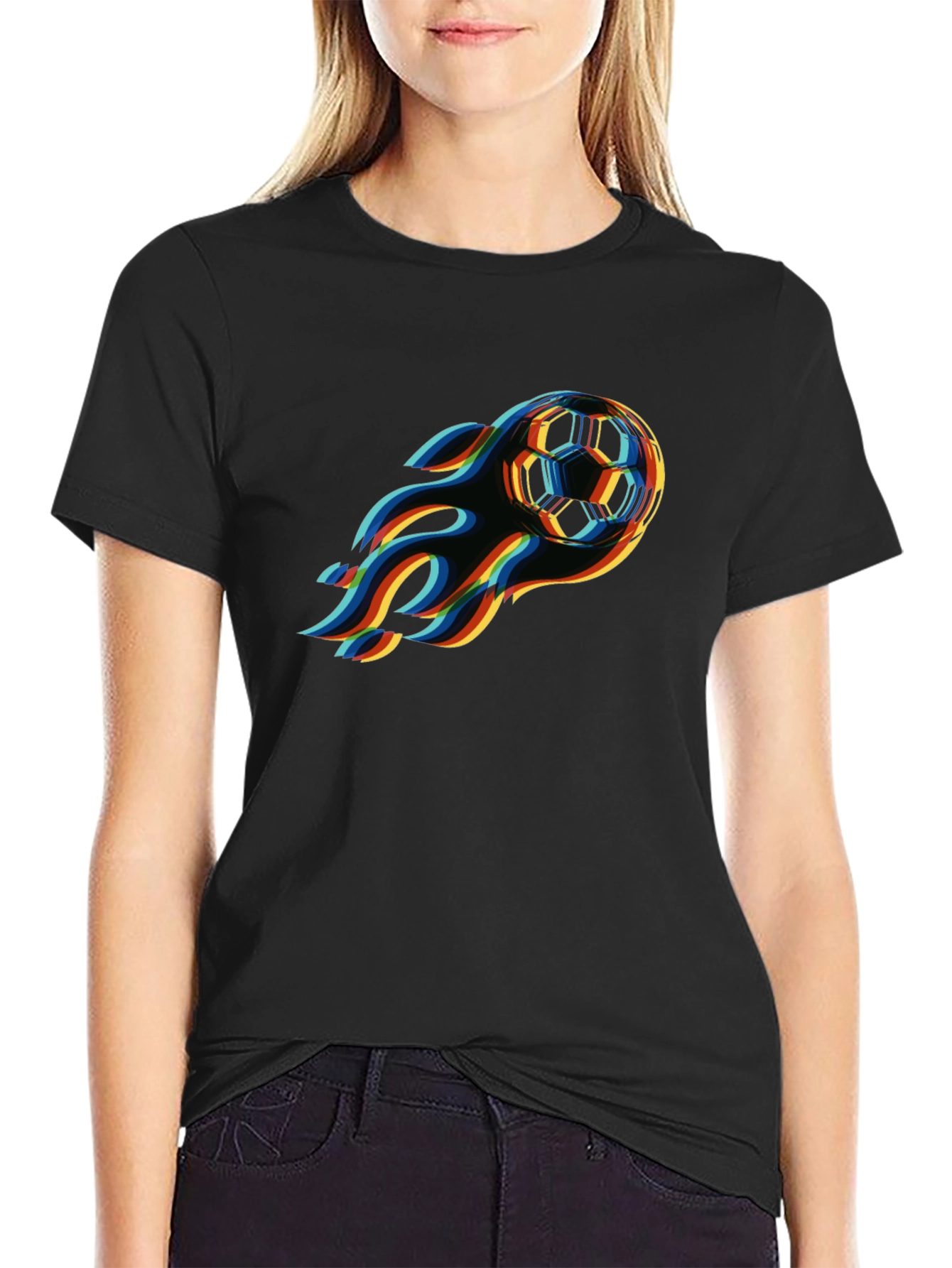 Flaming Soccer Ball Graphic T-Shirt