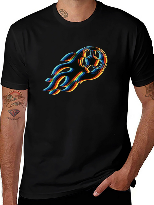 Flaming Soccer Ball Graphic T-Shirt