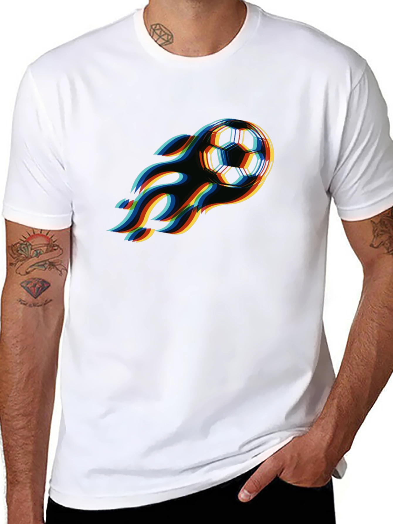 Flaming Soccer Ball Graphic T-Shirt