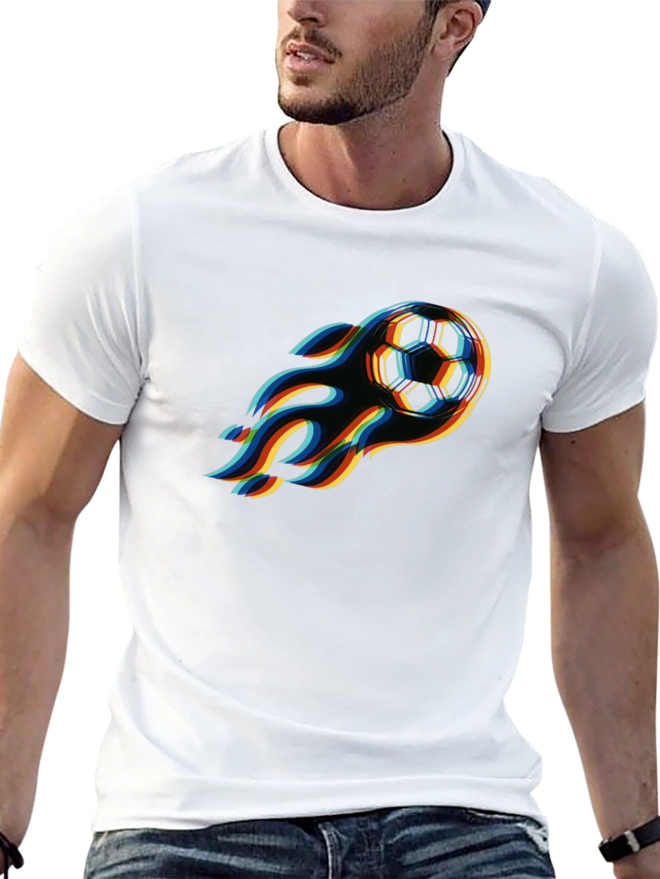 Flaming Soccer Ball Graphic T-Shirt