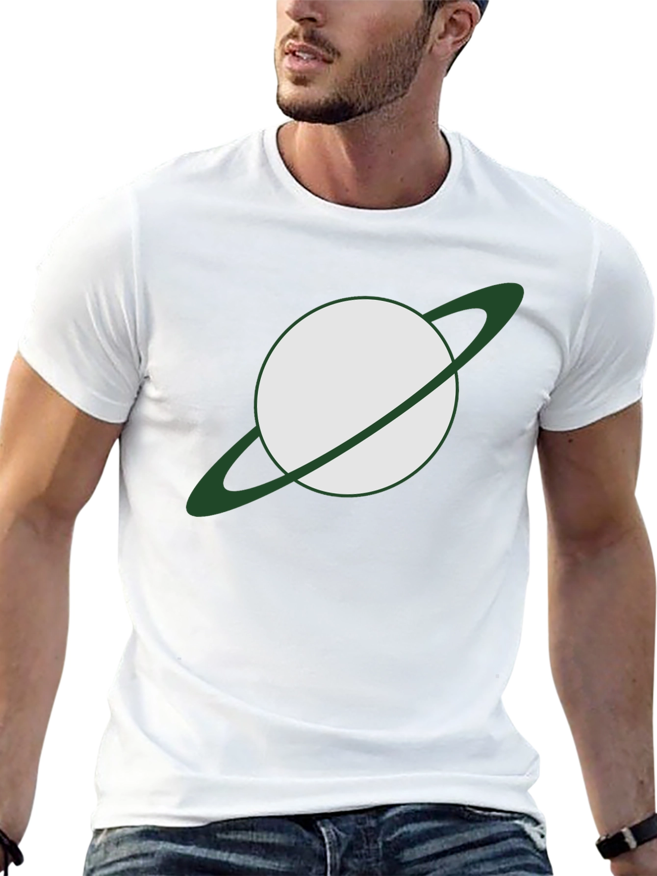 Saturn Graphic Tee - Mens Black Cotton Blend Shirt