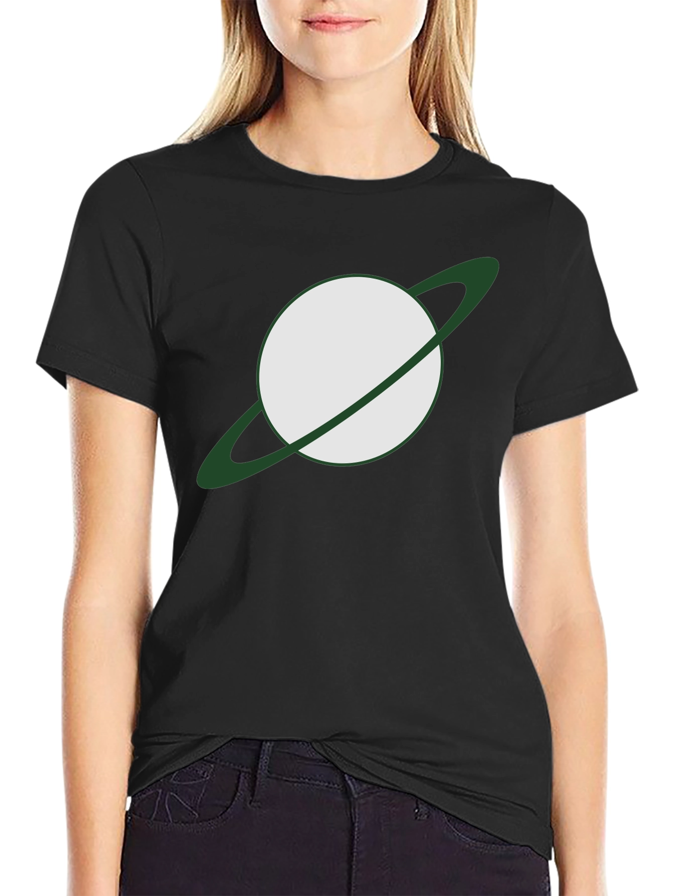 Saturn Graphic Tee - Mens Black Cotton Blend Shirt
