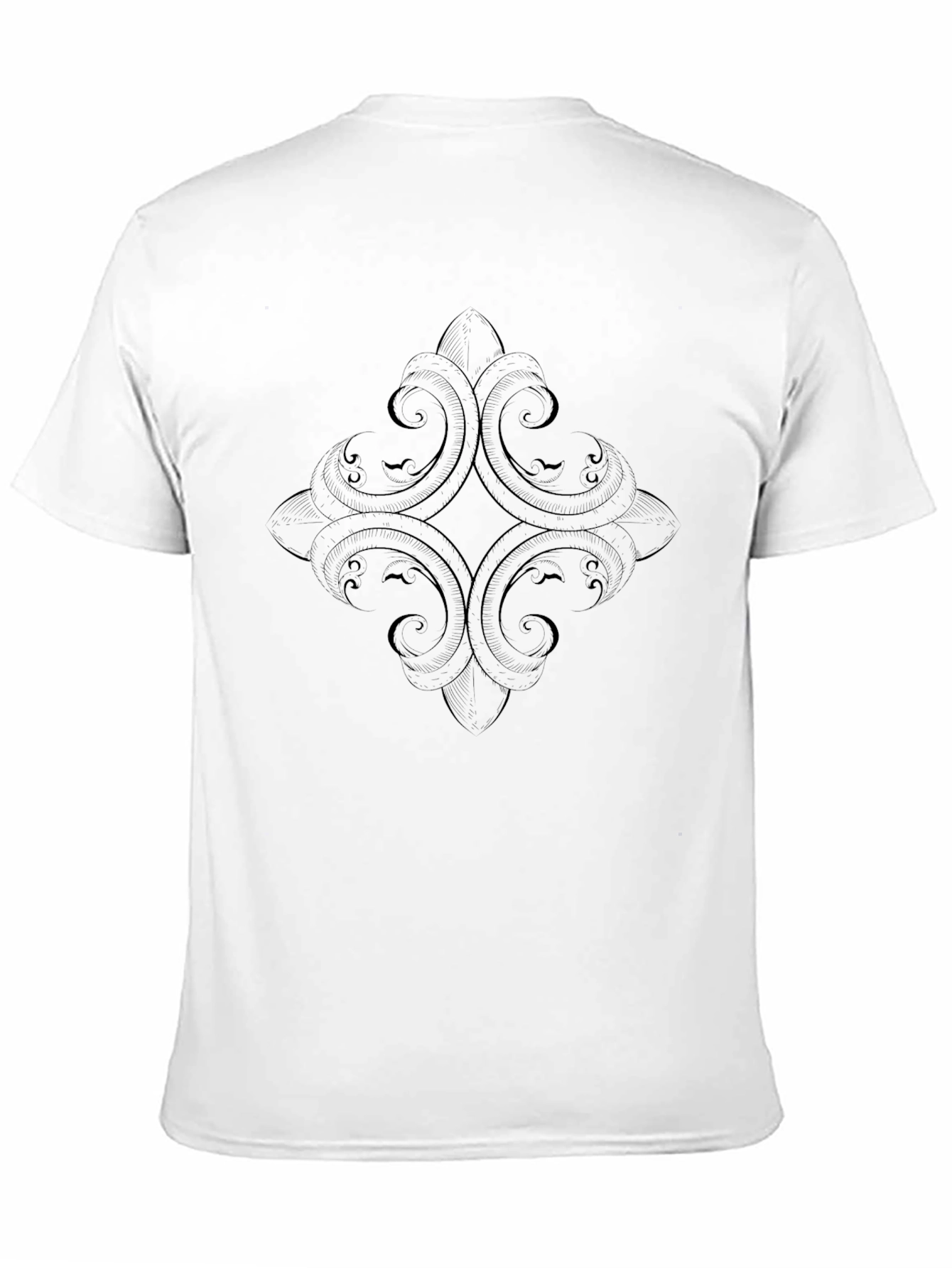 Stylish Black Tee with Subtle Ornamental Design
