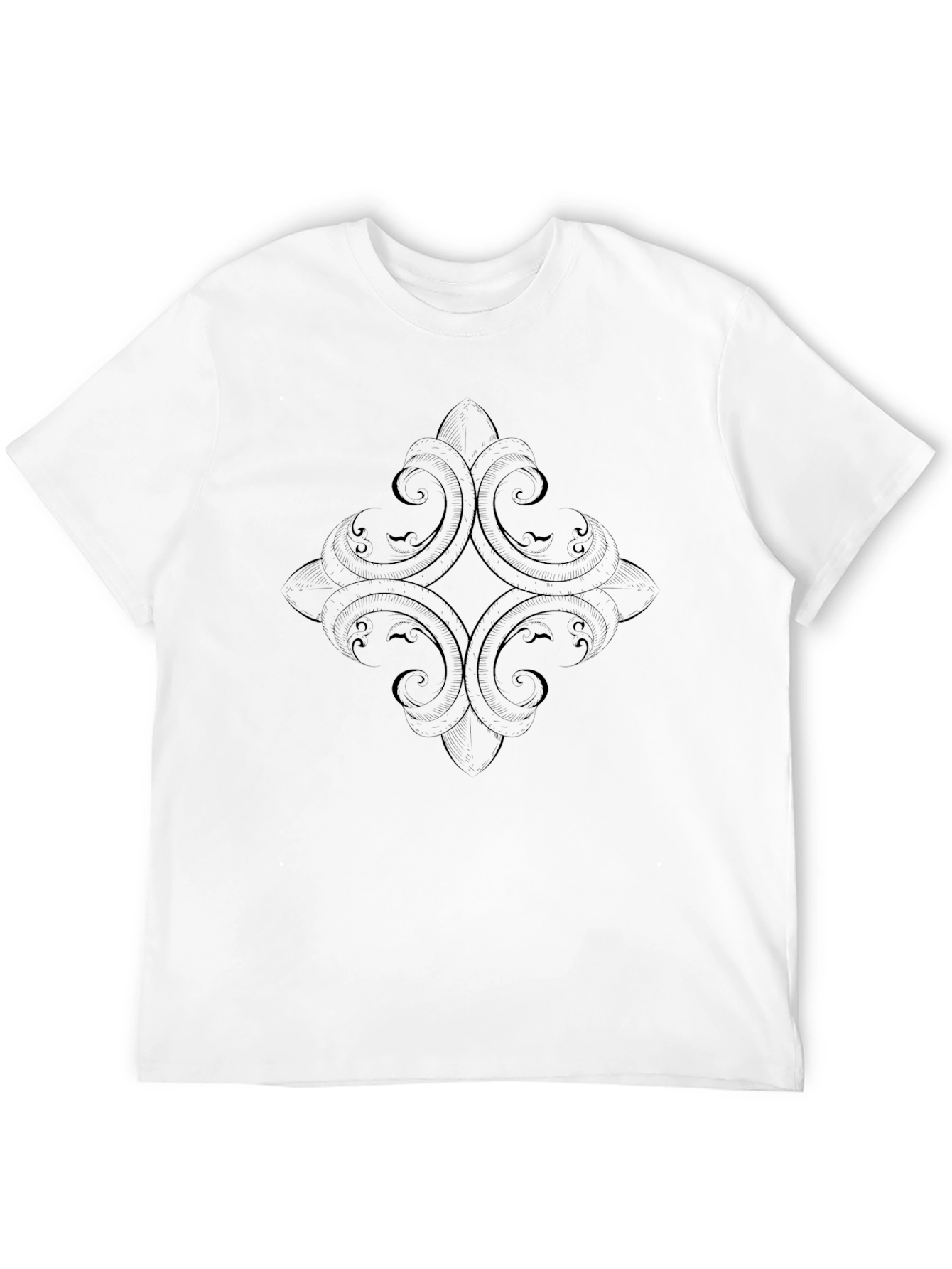 Stylish Black Tee with Subtle Ornamental Design