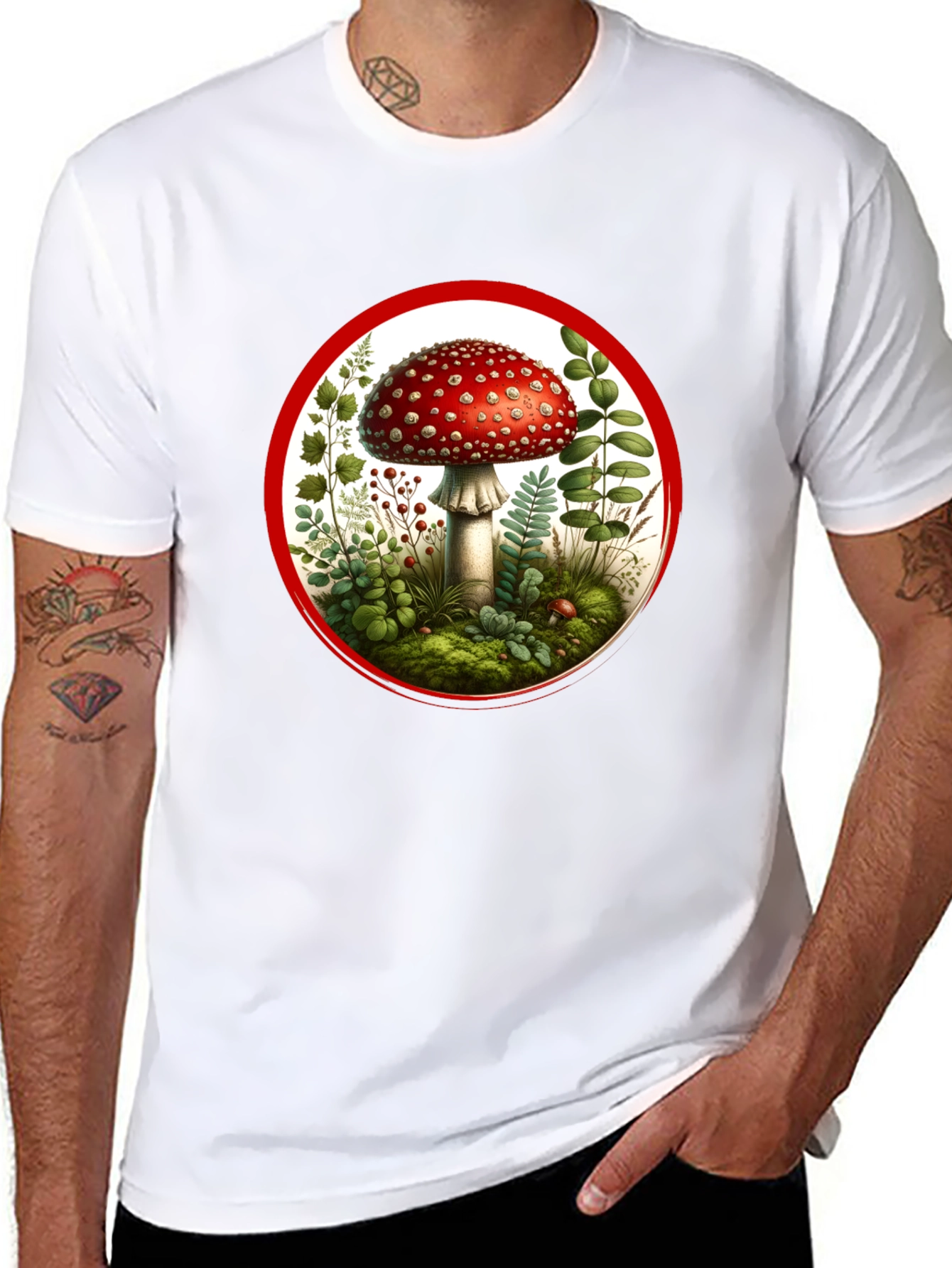 Mushroom Circle Graphic Tee - Black