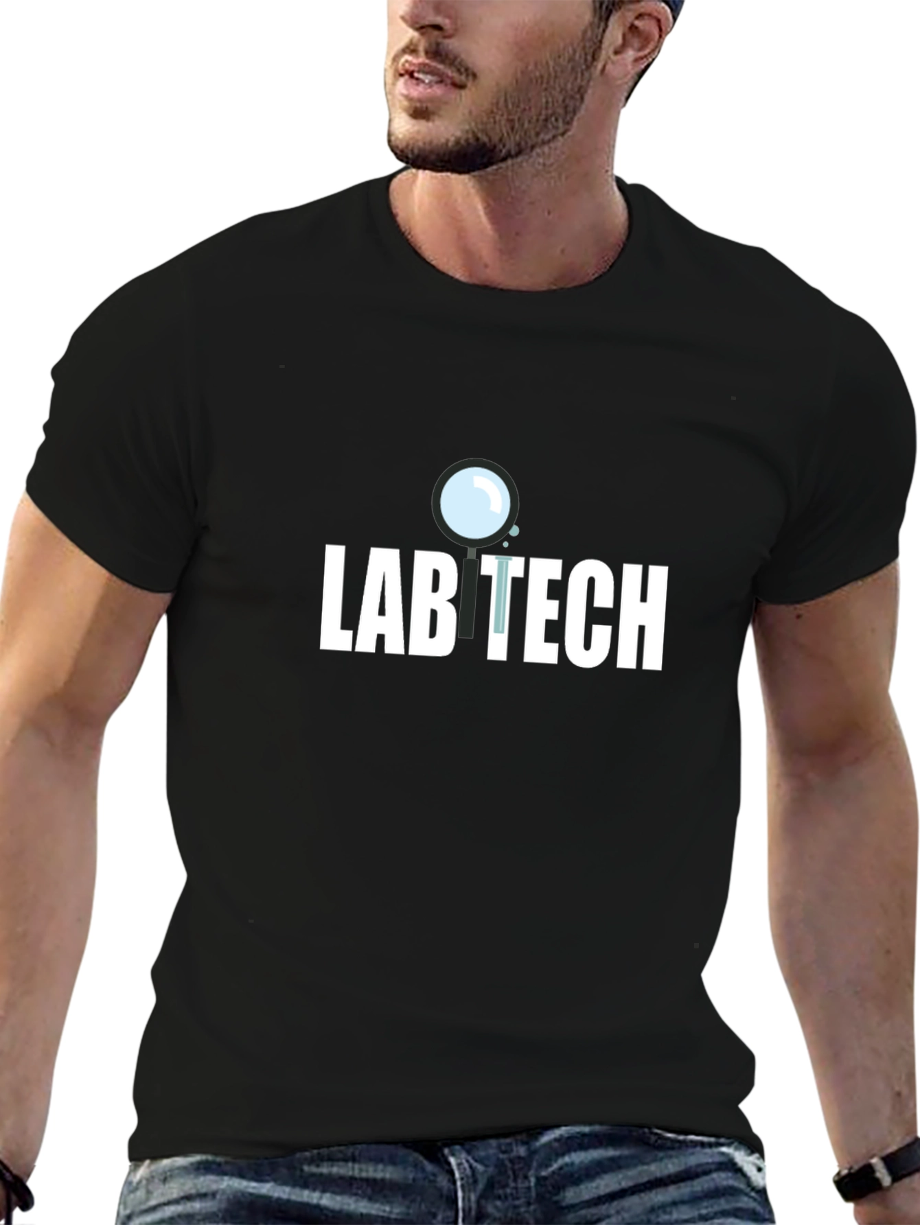 Lab Tech T-Shirt - Magnifying Glass Design