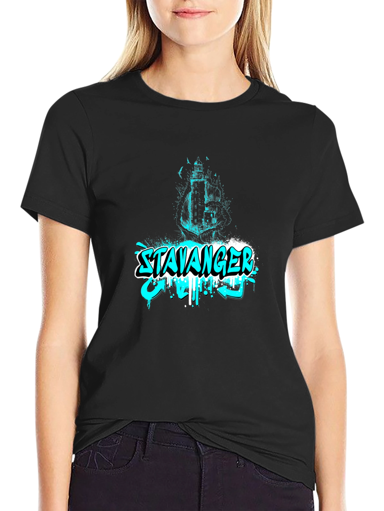 Stavanger Graphic Black T-Shirt for Men