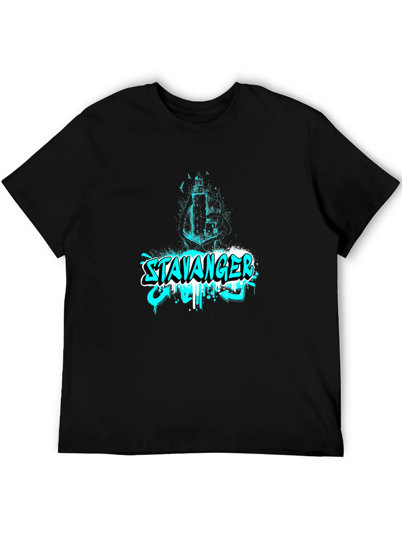 Stavanger Graphic Black T-Shirt for Men