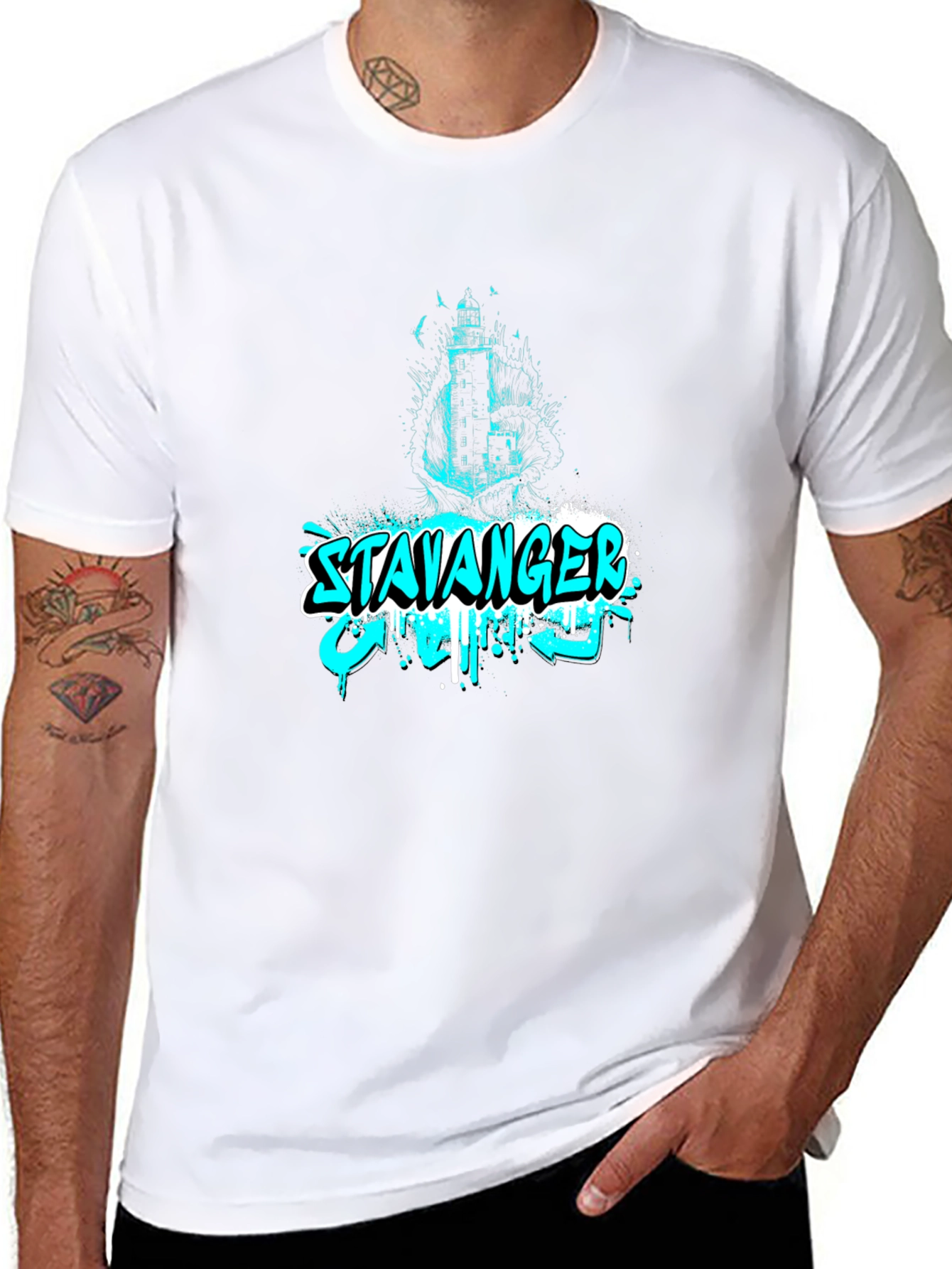 Stavanger Graphic Black T-Shirt for Men