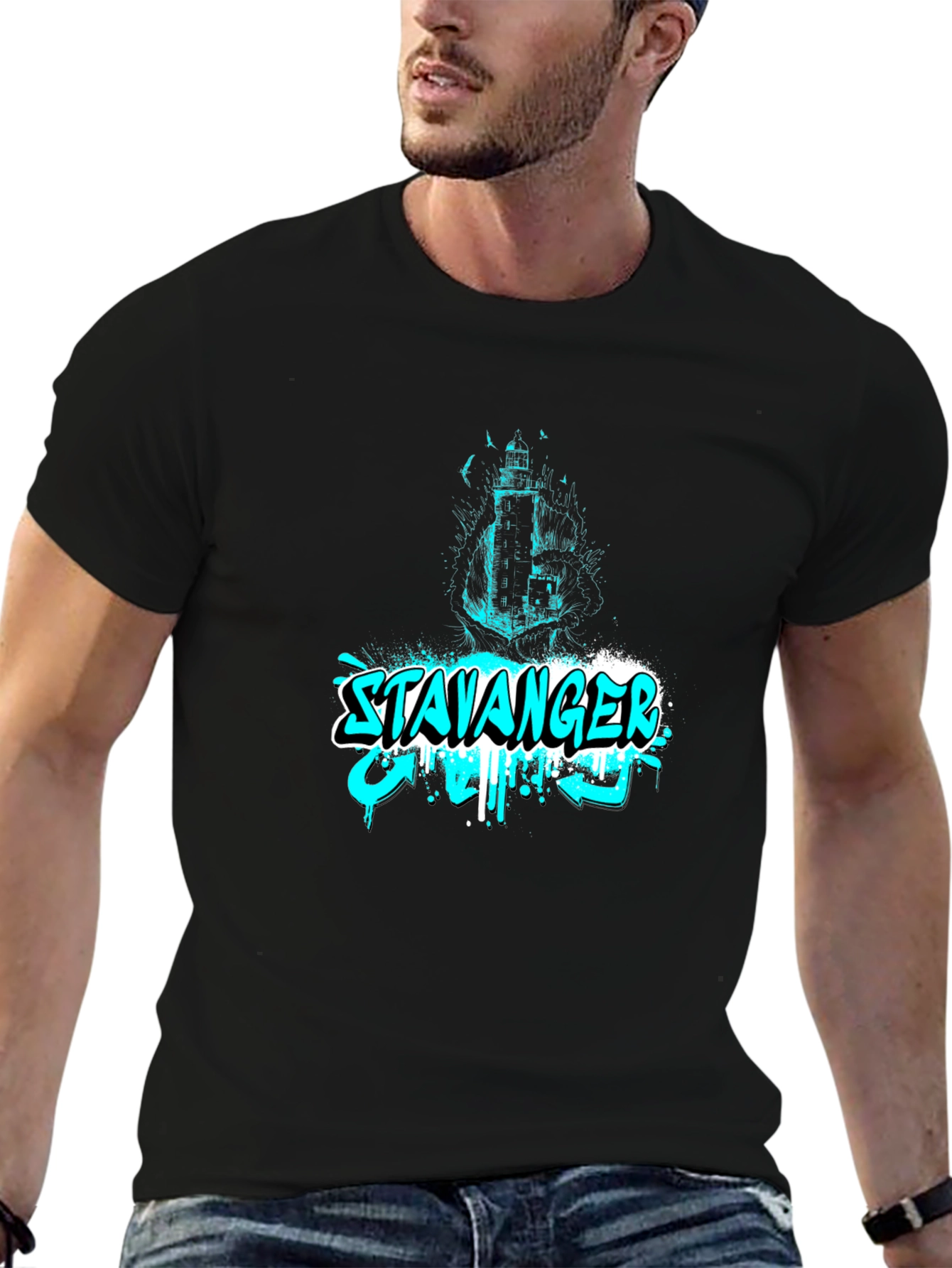 Stavanger Graphic Black T-Shirt for Men