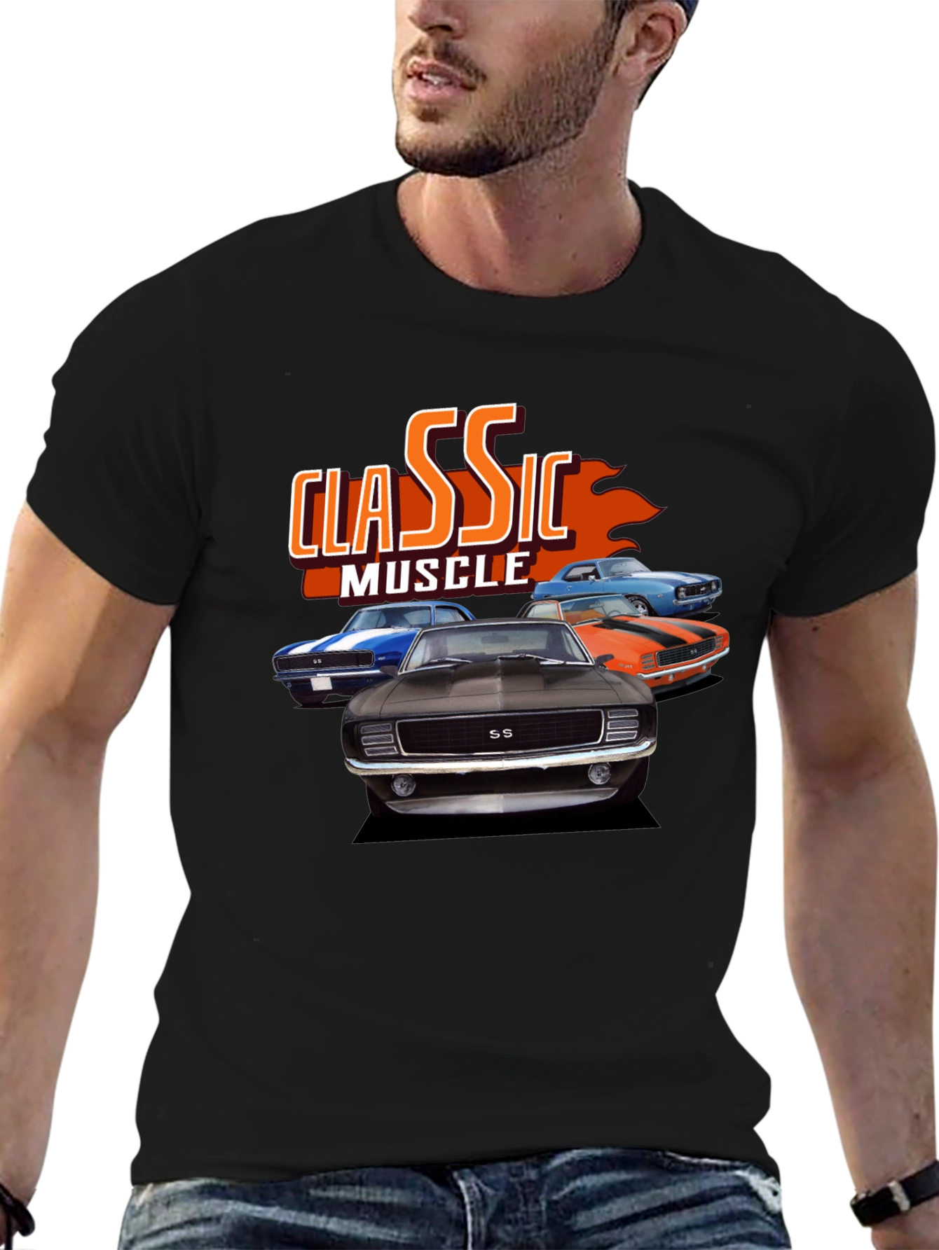 Classic Muscle Car Graphic Tee - Black
