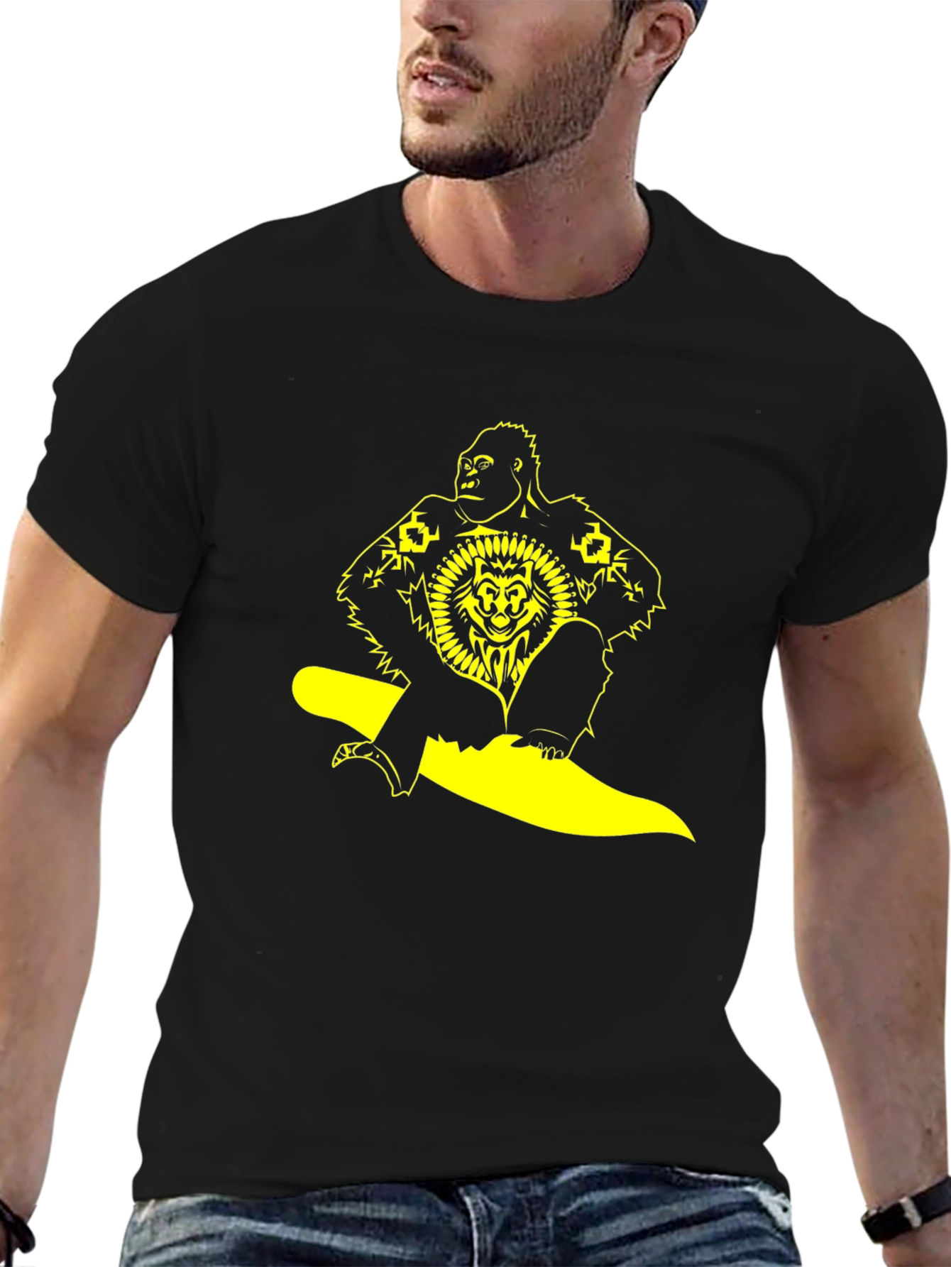 Gorilla Lion Graphic Black T-Shirt