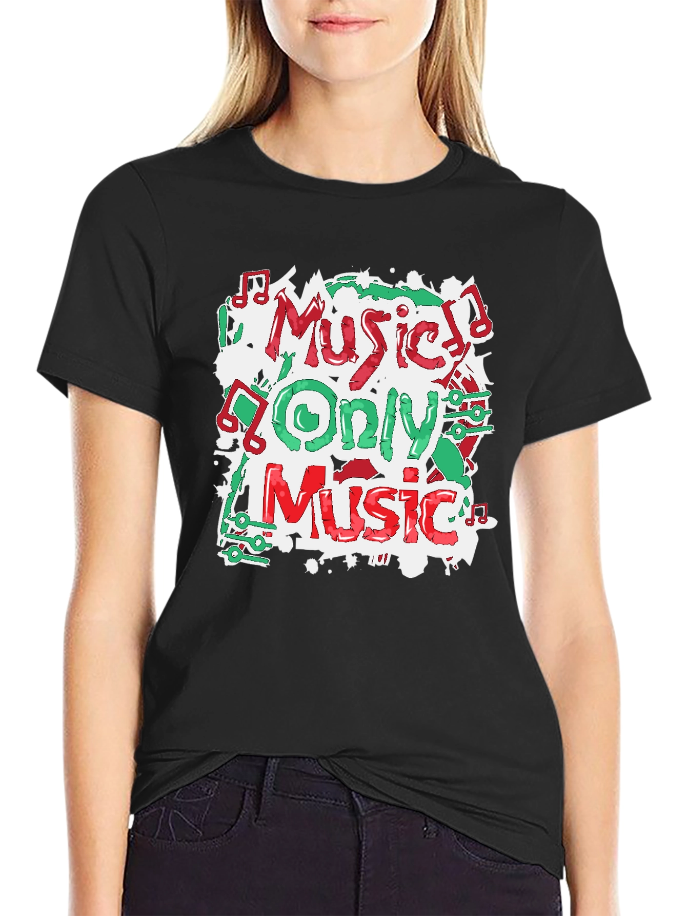 Music Only Music Graphic T-Shirt - Black