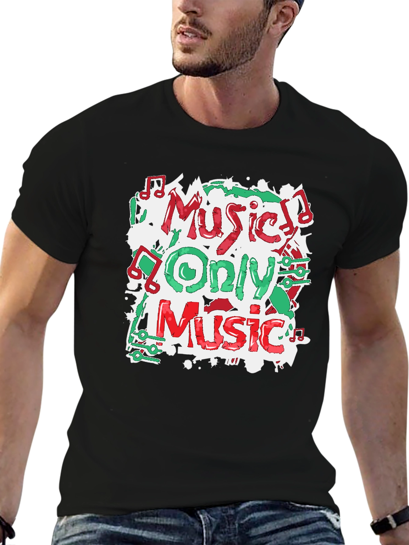 Music Only Music Graphic T-Shirt - Black