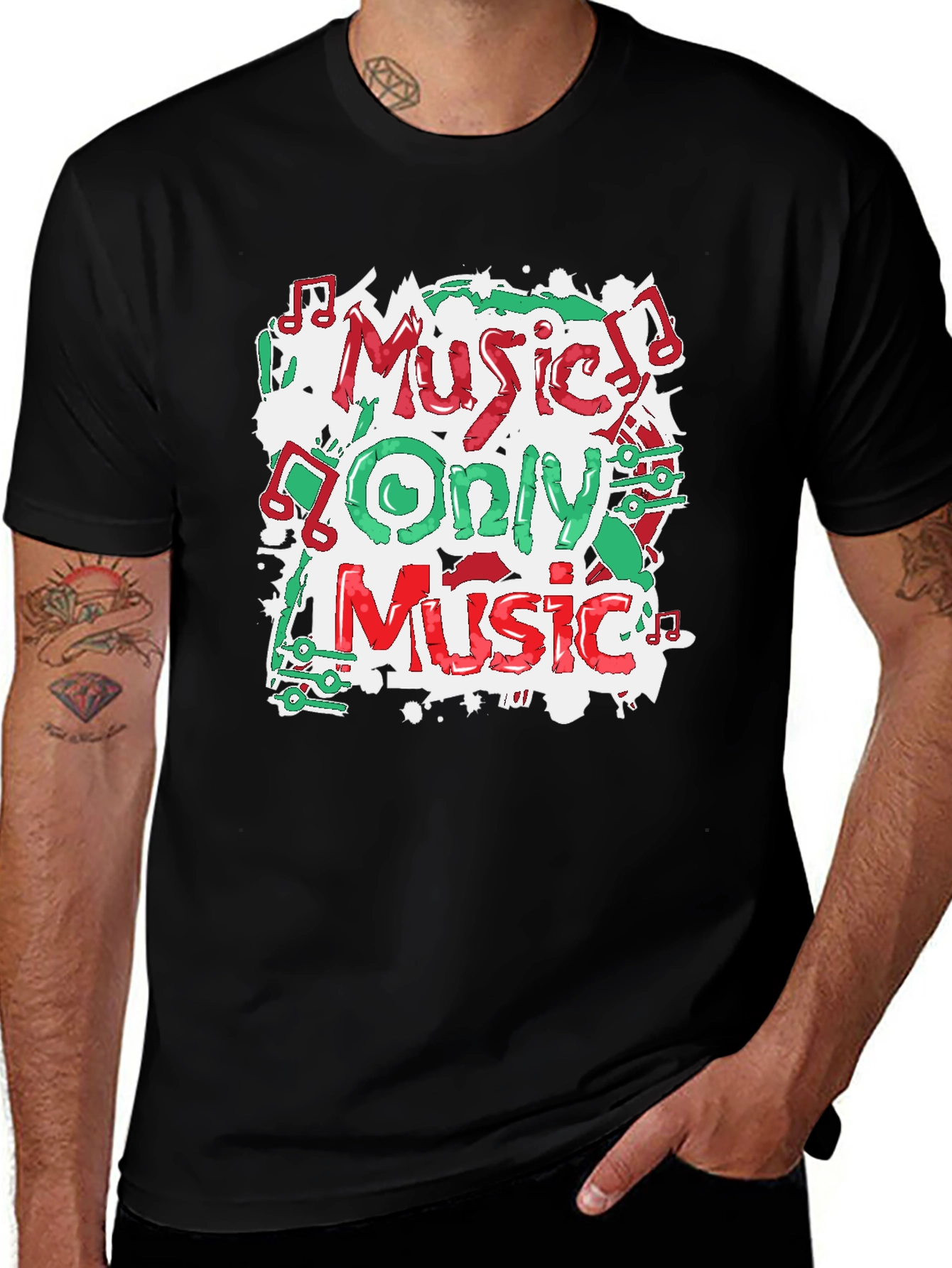Music Only Music Graphic T-Shirt - Black