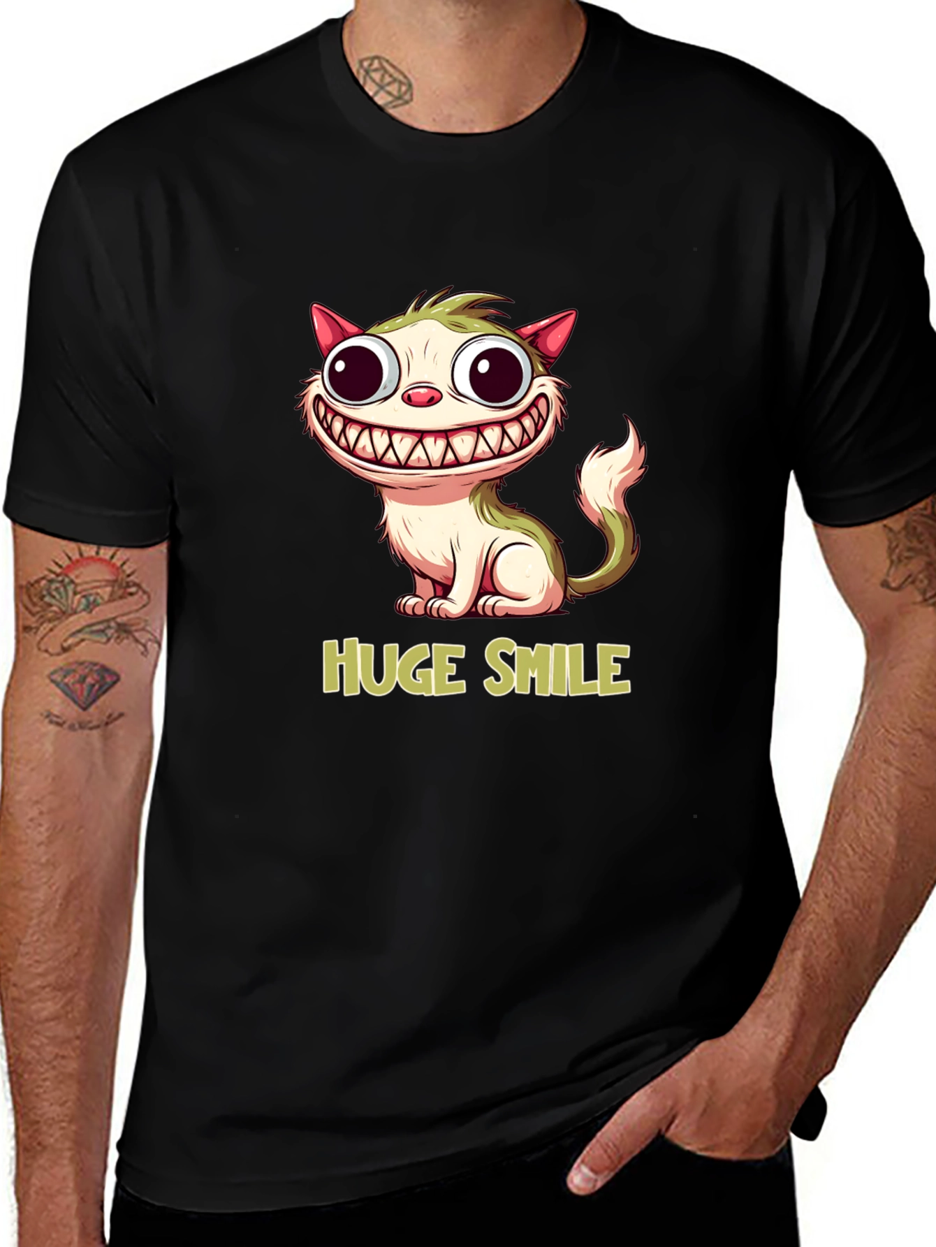 Funny Cat T-Shirt - Huge Smile Cartoon Design