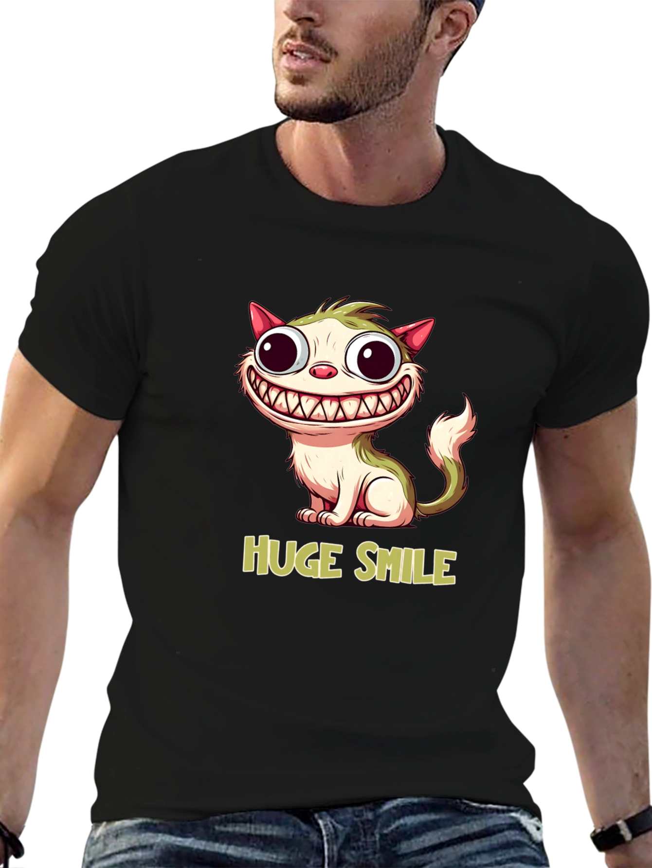 Funny Cat T-Shirt - Huge Smile Cartoon Design