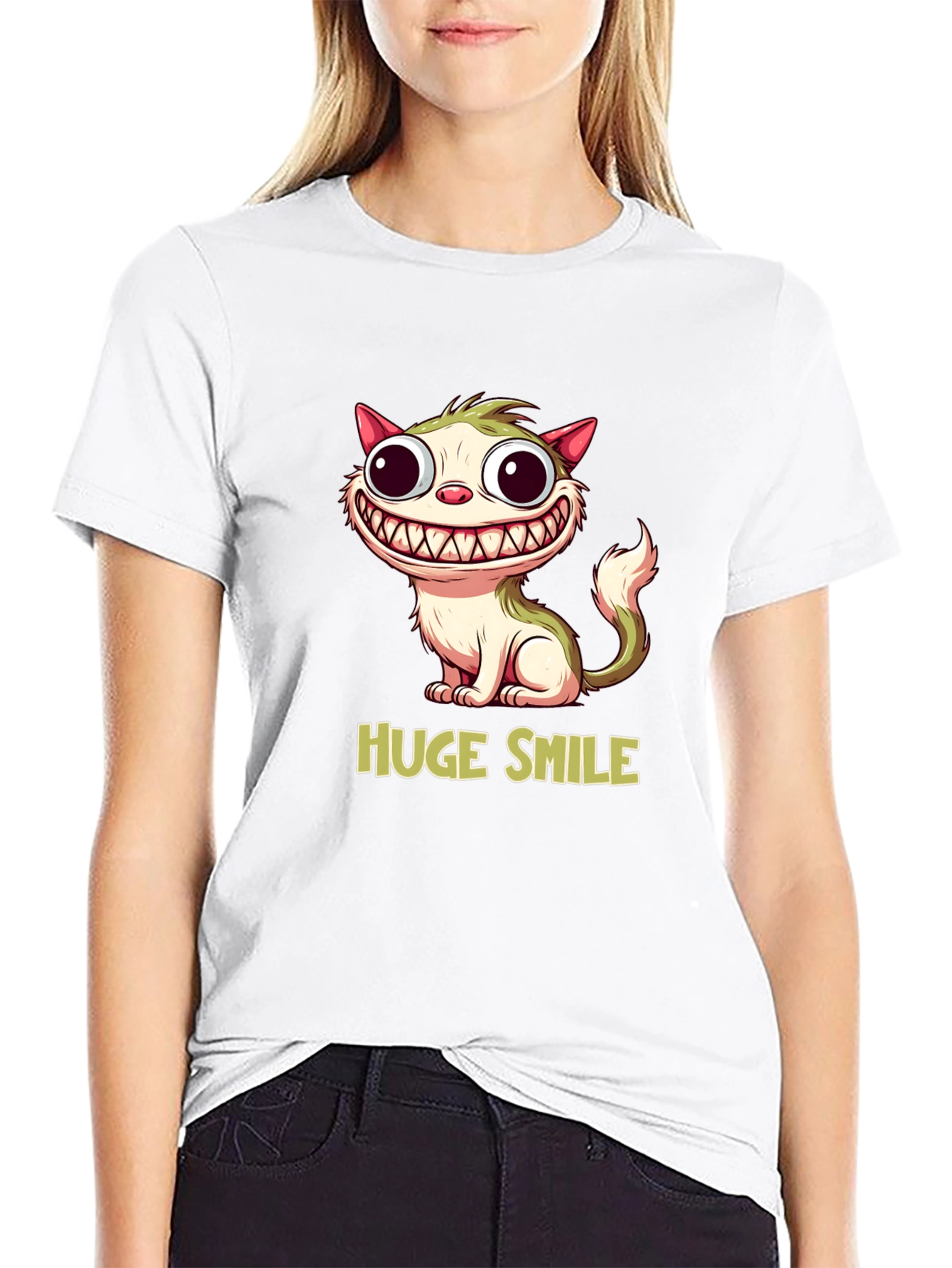 Funny Cat T-Shirt - Huge Smile Cartoon Design