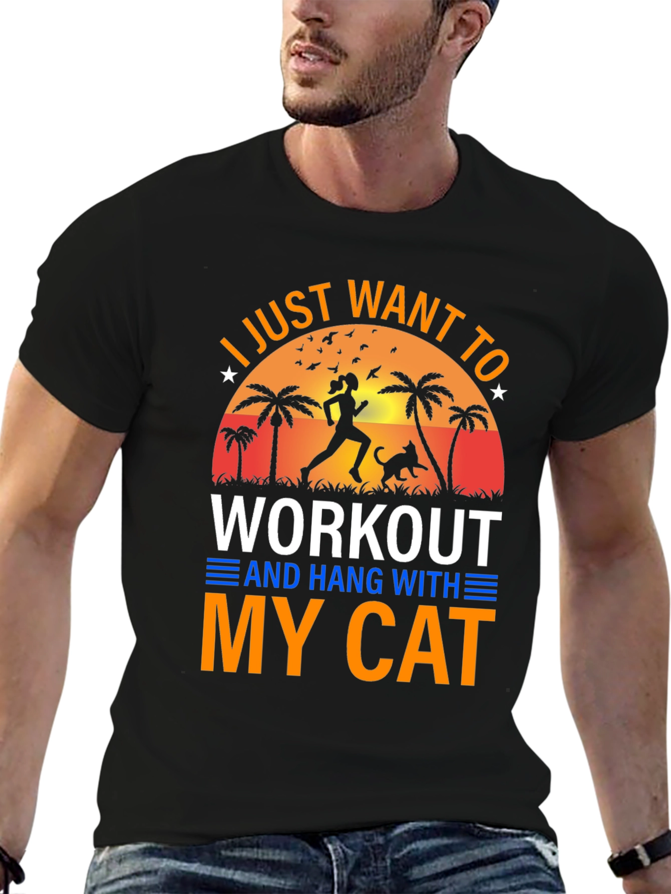 Workout With My Cat Graphic Tee