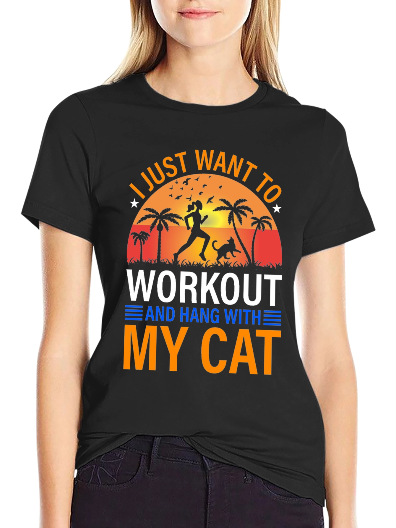 Workout With My Cat Graphic Tee