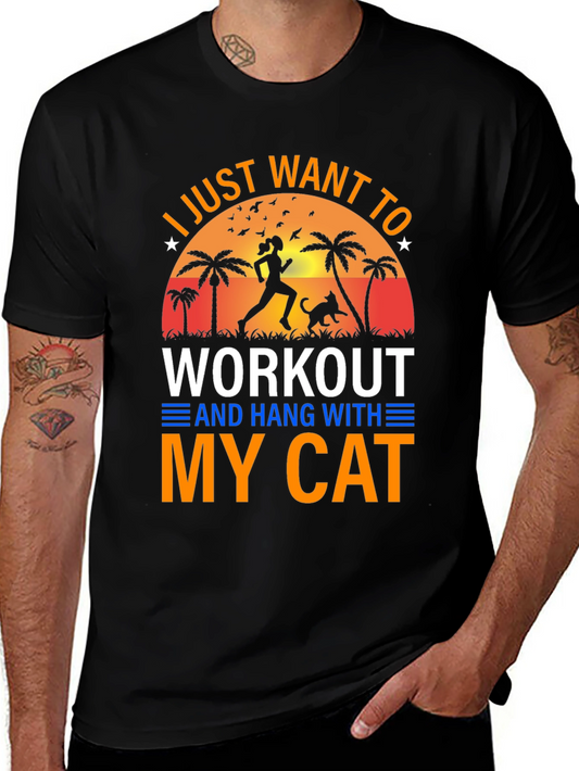 Workout With My Cat Graphic Tee