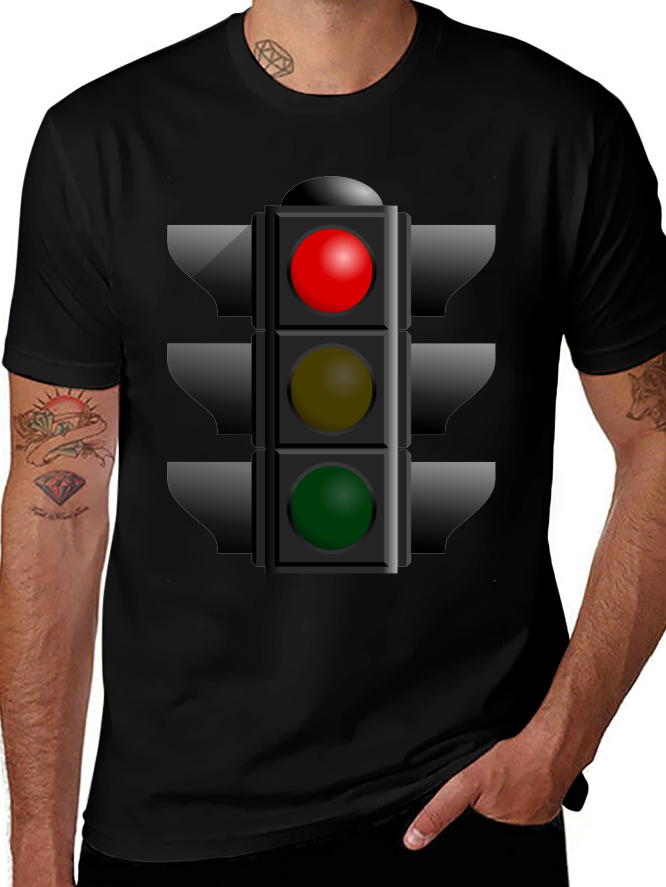 Traffic Light Graphic Tee - Novelty Stoplight Shirt