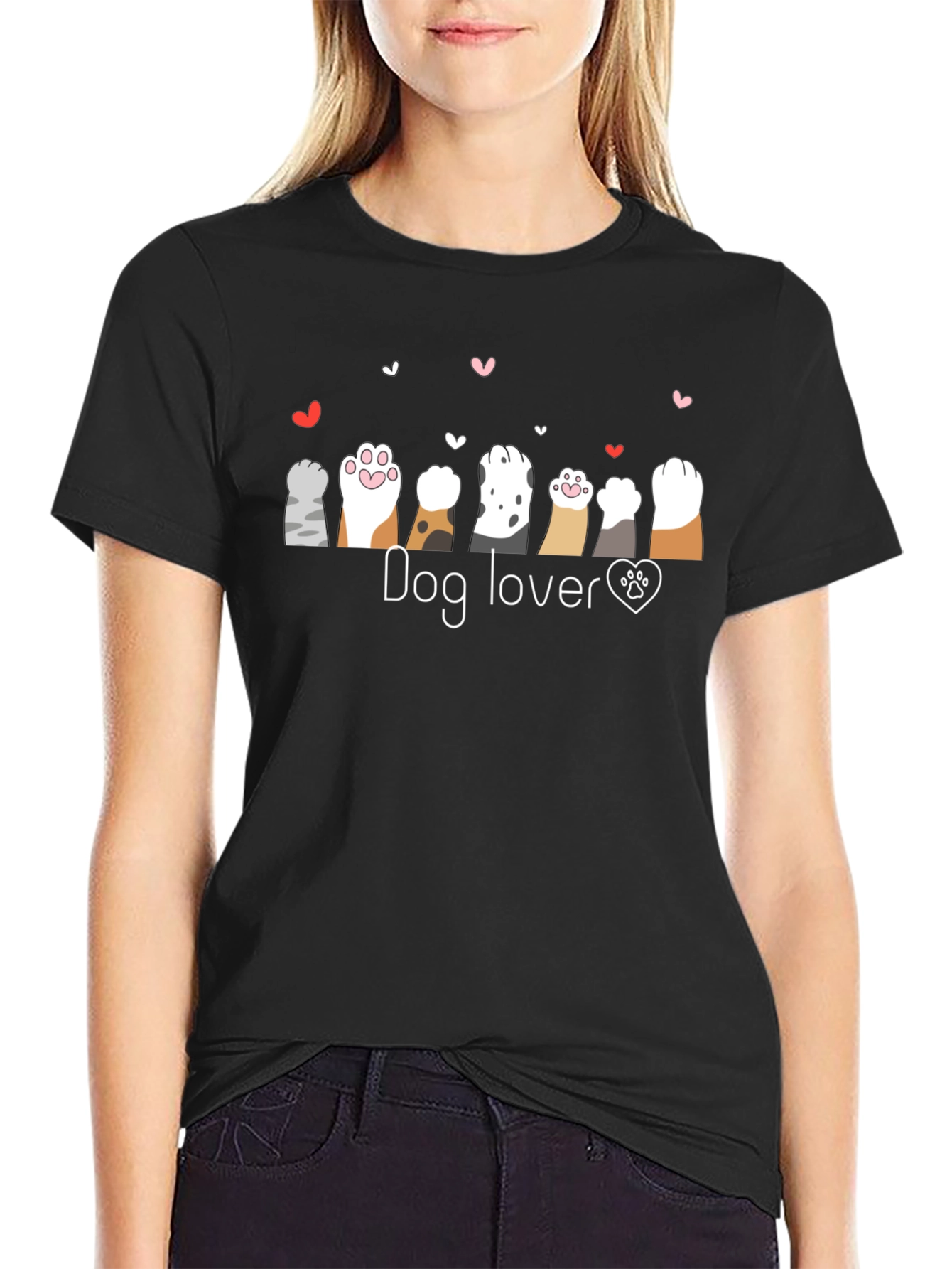 Dog Lover Paw Print Heart T-Shirt