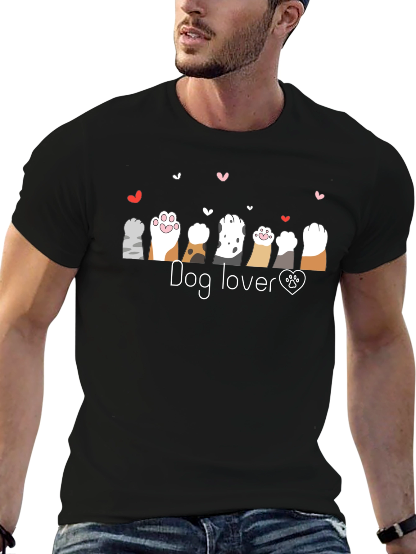 Dog Lover Paw Print Heart T-Shirt
