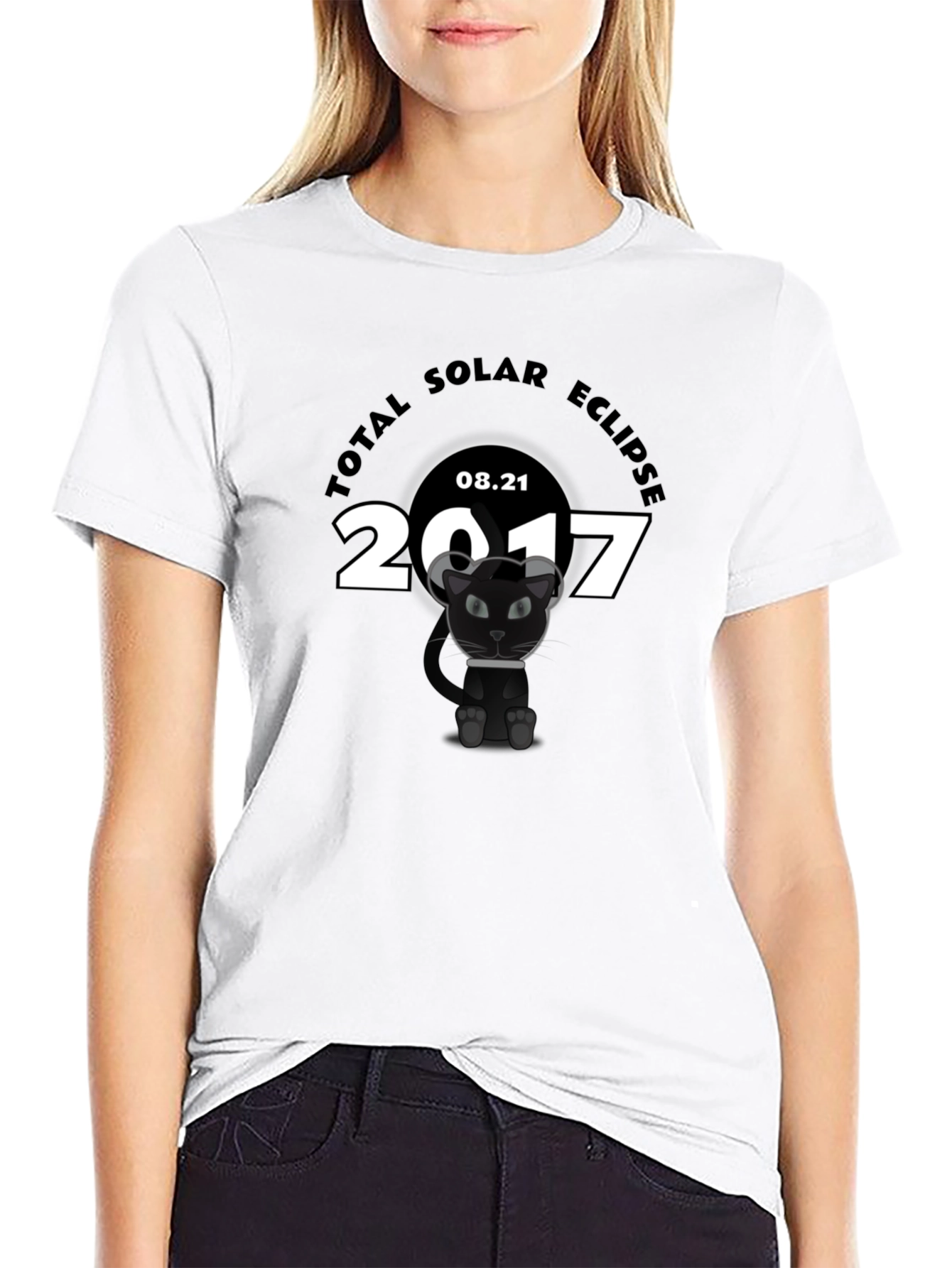 Total Solar Eclipse 2017 T-Shirt with Cat Graphic