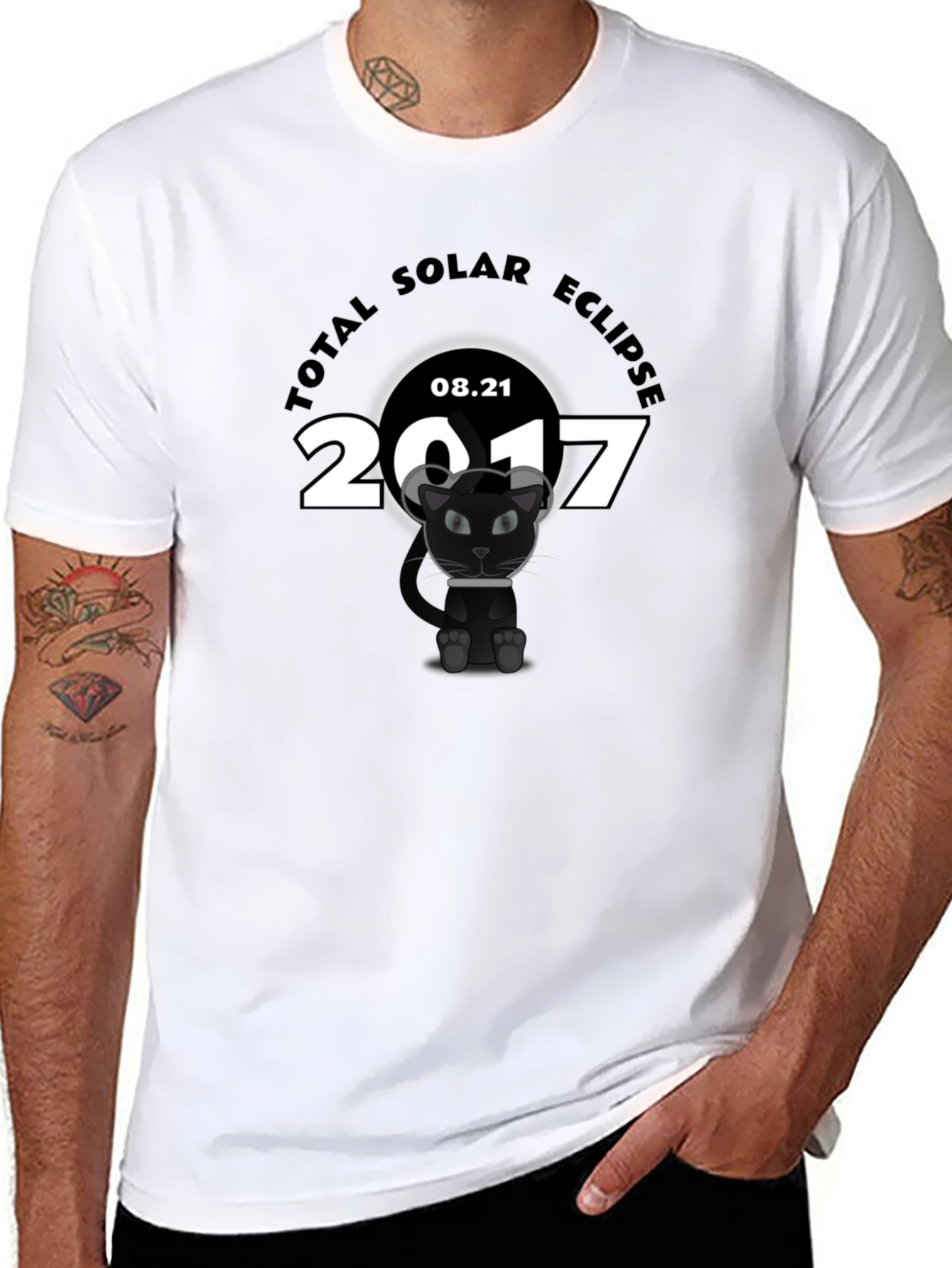Total Solar Eclipse 2017 T-Shirt with Cat Graphic