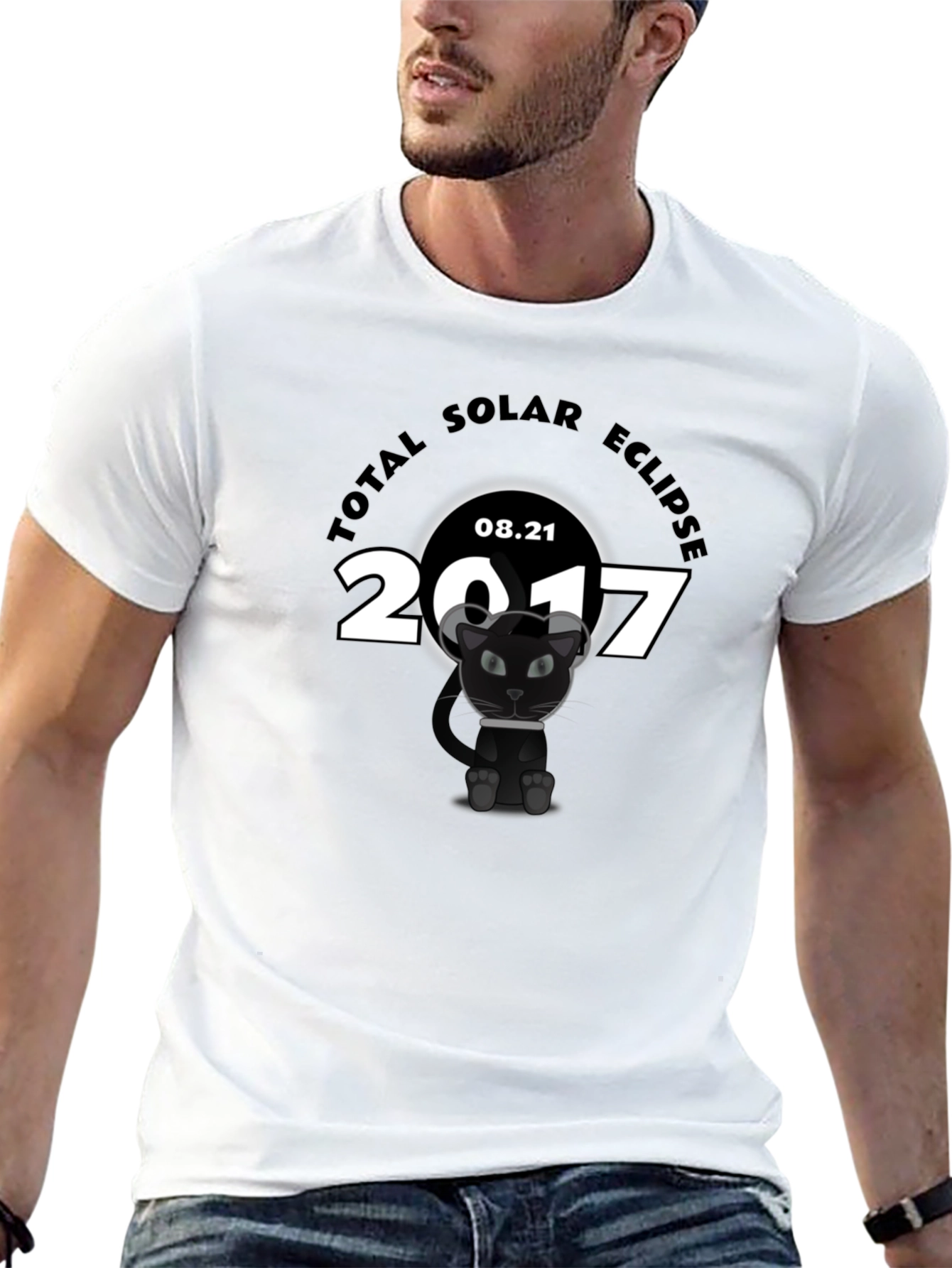 Total Solar Eclipse 2017 T-Shirt with Cat Graphic