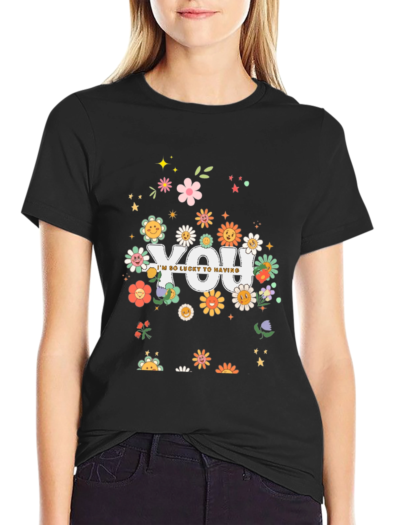 Lucky To Have You Graphic Tee - Black