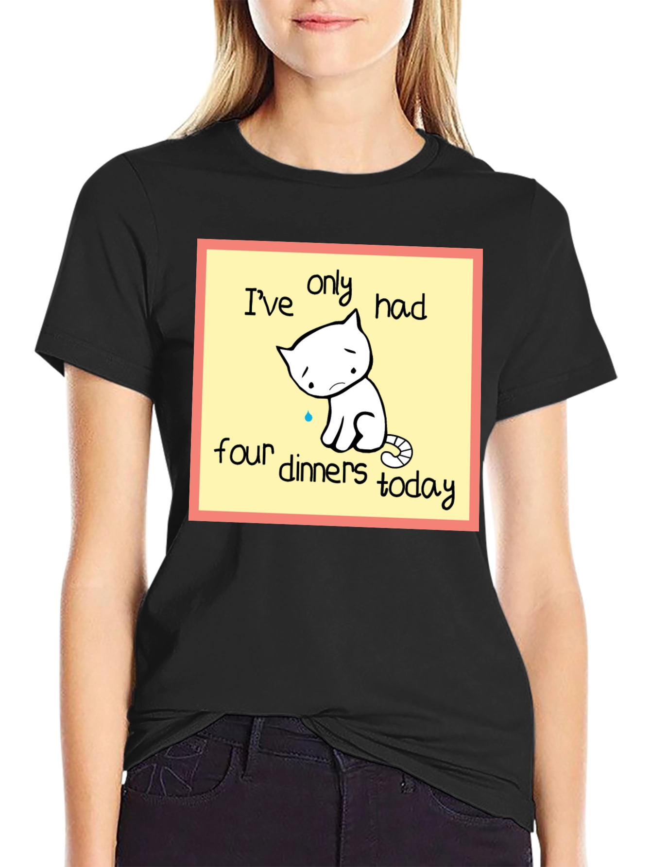 Funny Cat T-Shirt: Only Four Dinners Today