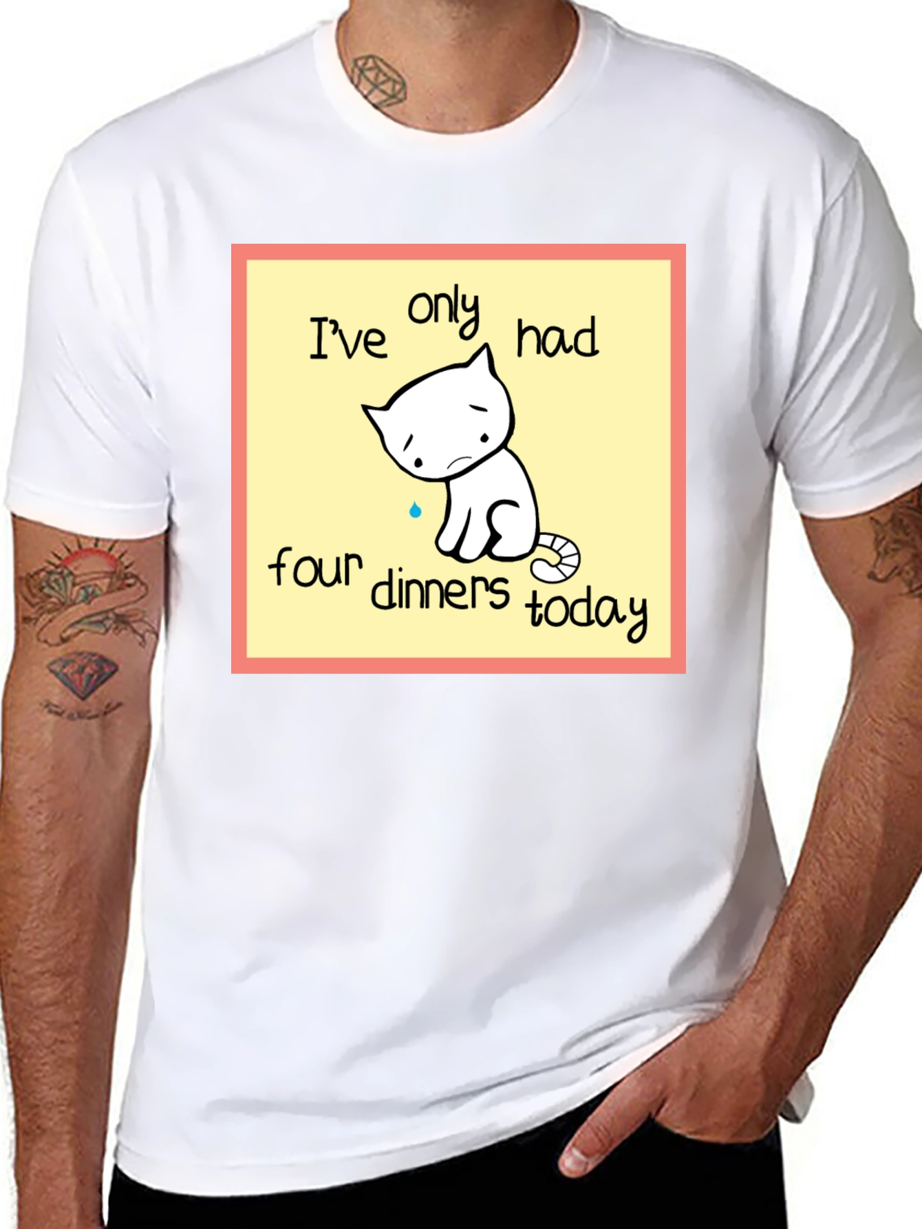 Funny Cat T-Shirt: Only Four Dinners Today