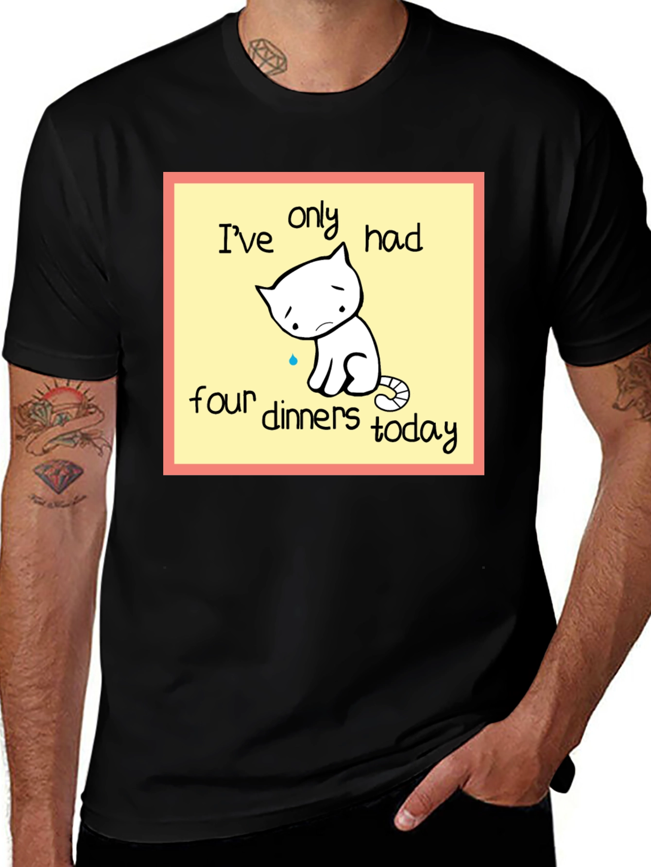 Funny Cat T-Shirt: Only Four Dinners Today