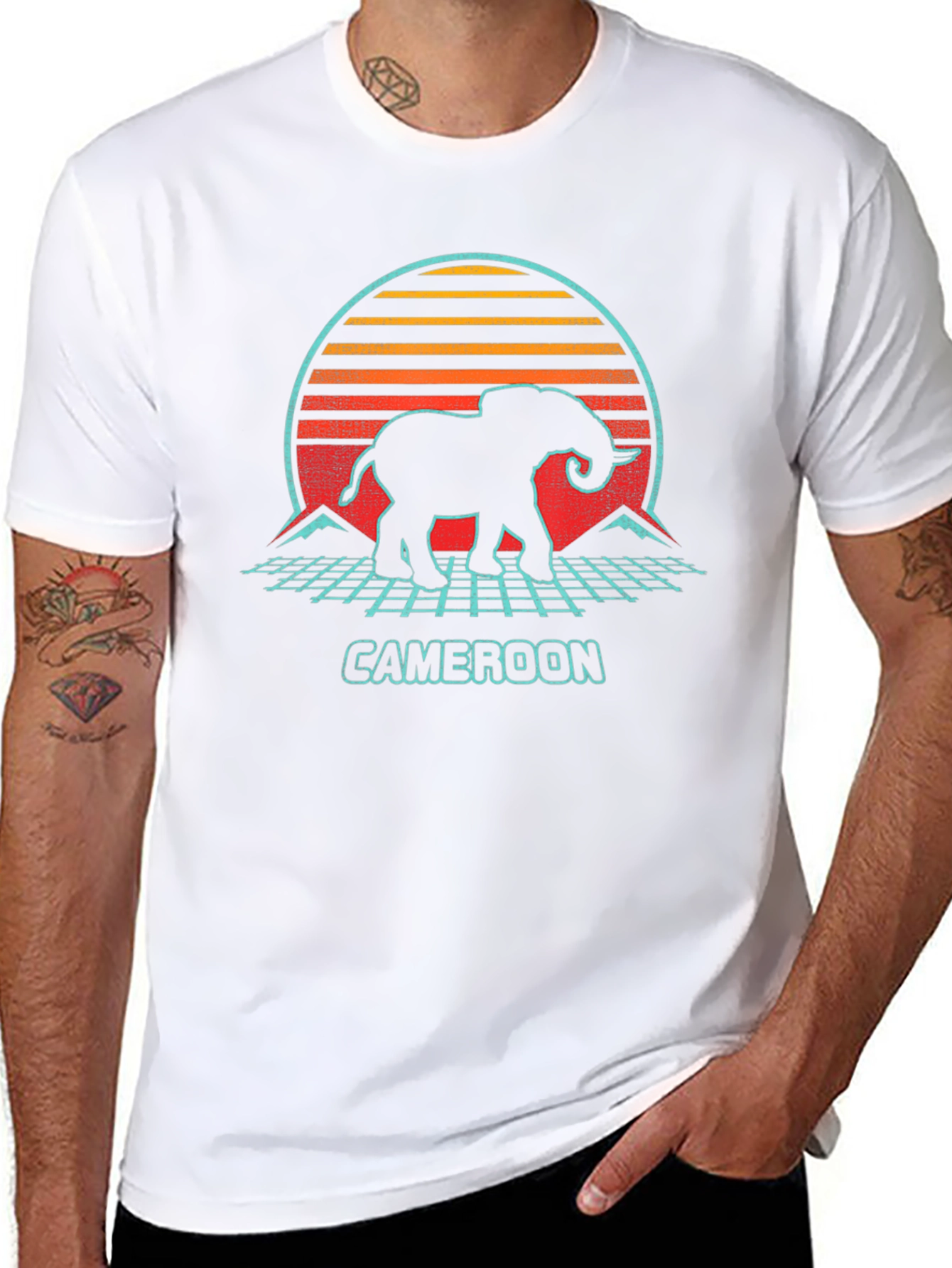 Cameroon Elephant Retro T-Shirt